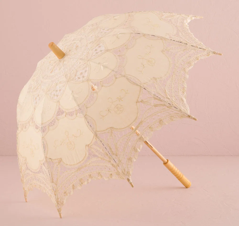 Ivory Battenburg Lace Parasol - Standard