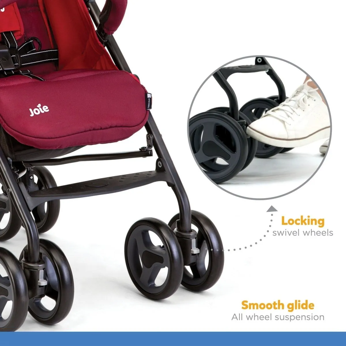 Joie Nitro lx Umbrella Stroller With Flat Reclining Seat- Cherry