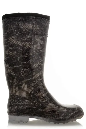 KATIE Lace Rubber Rain Boots