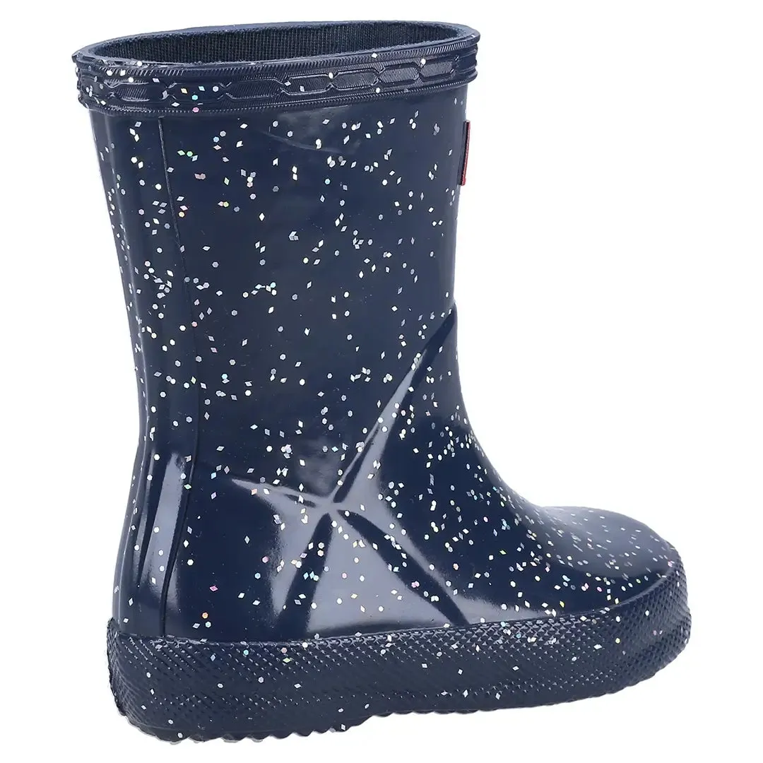 Kids First Classic Giant Glitter Rain Boots - Valtameri Blue by Hunter