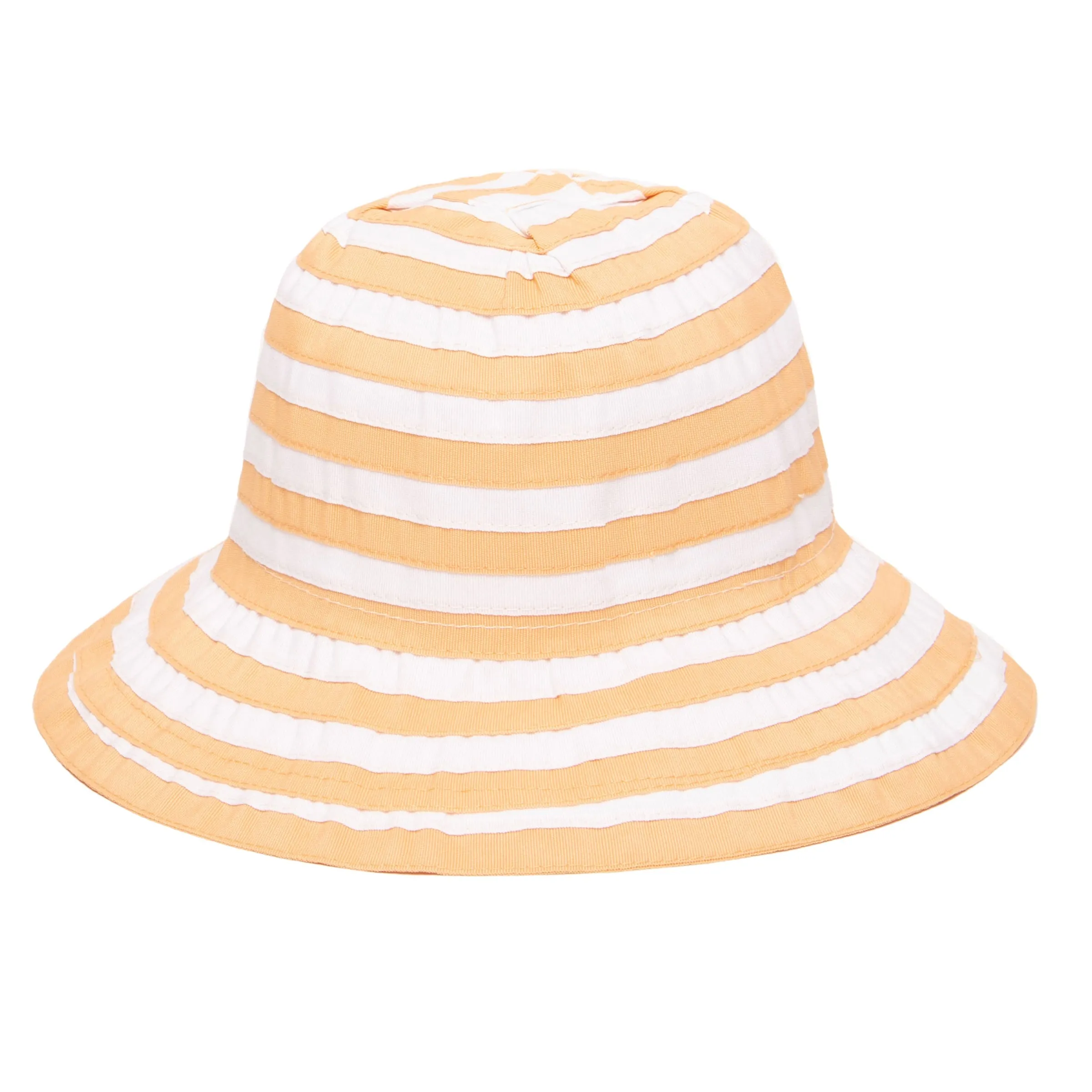 Kids Striped Ribbon Bucket Hat With Chin Strap