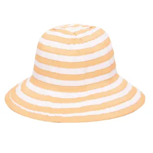 Kids Striped Ribbon Bucket Hat With Chin Strap