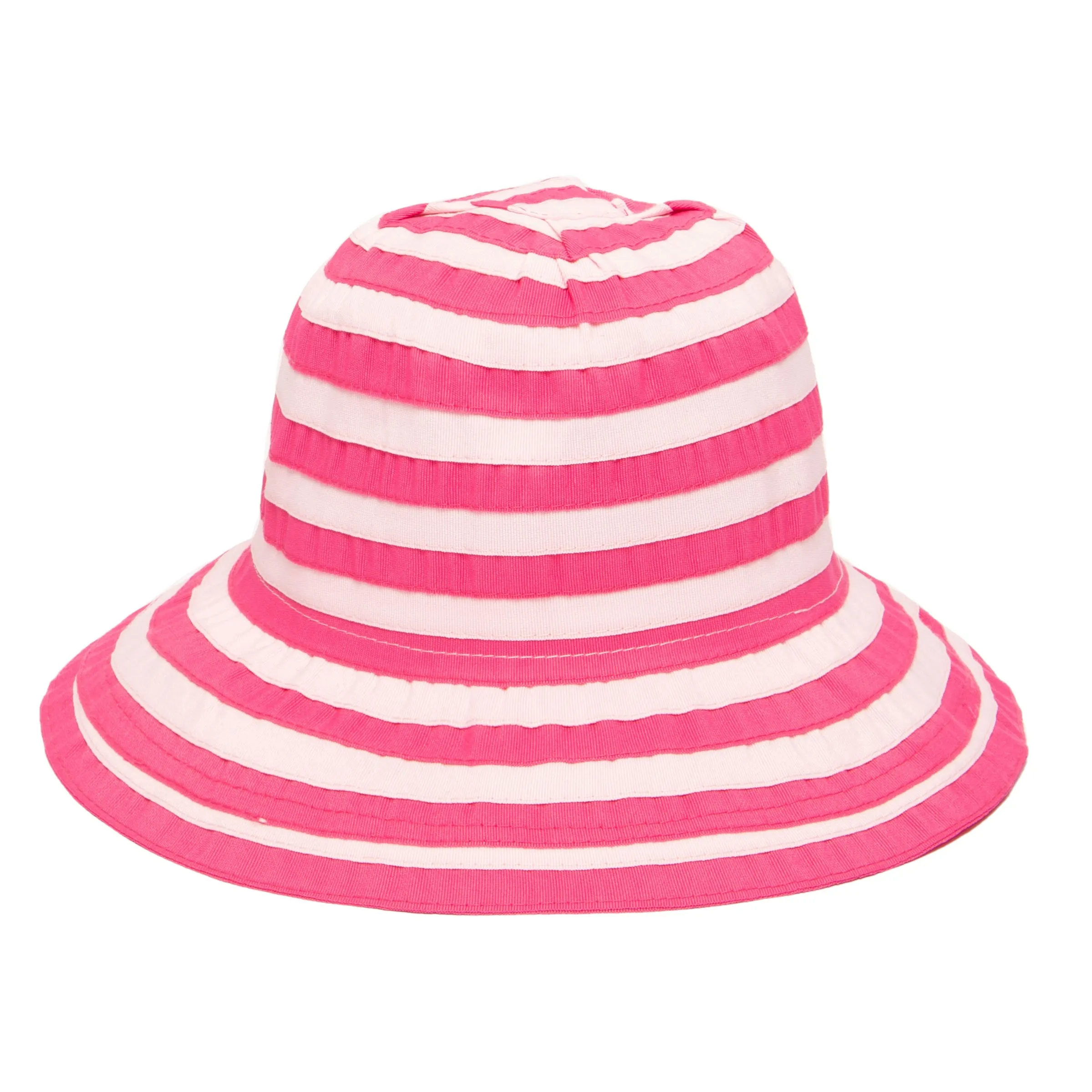 Kids Striped Ribbon Bucket Hat With Chin Strap