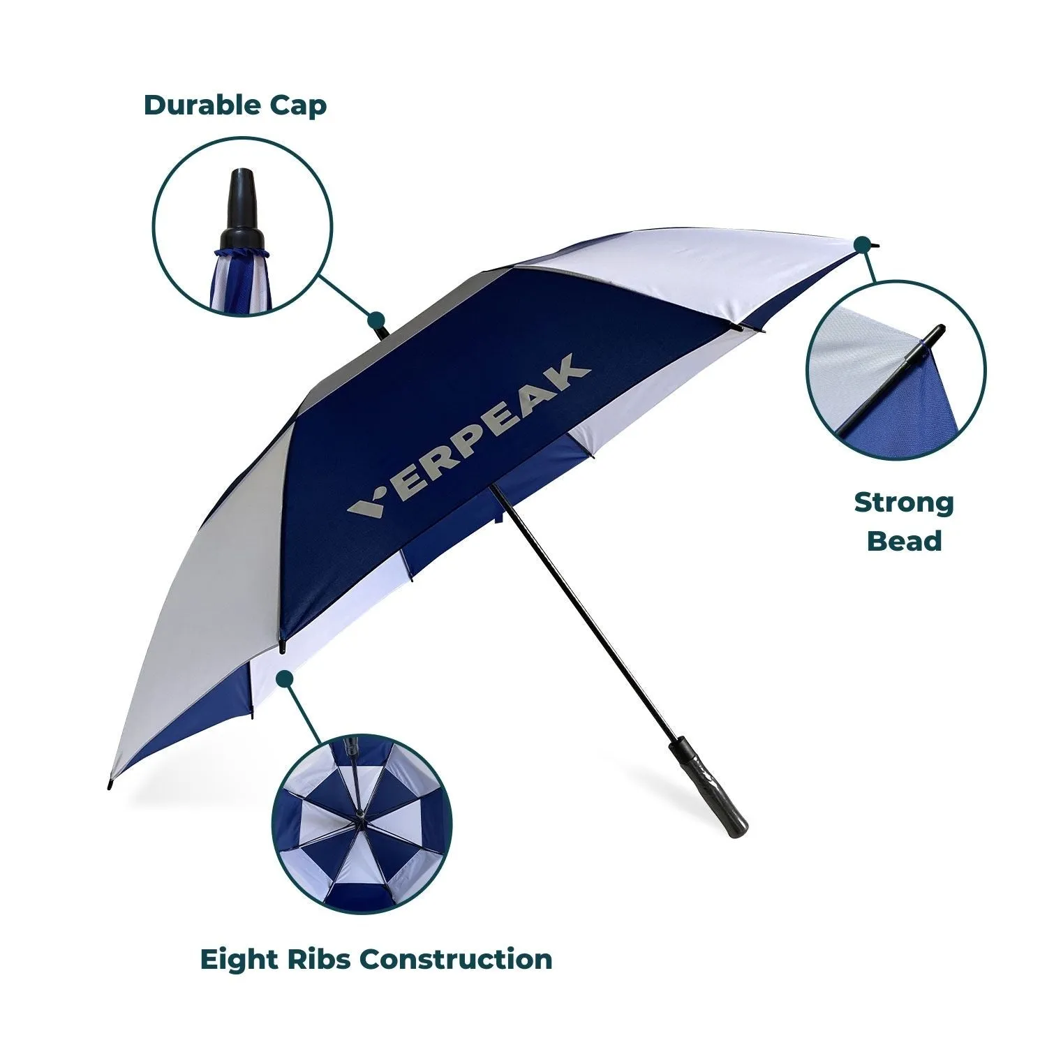 Large 62-Inch Windproof Golf Umbrella, Automatic Open