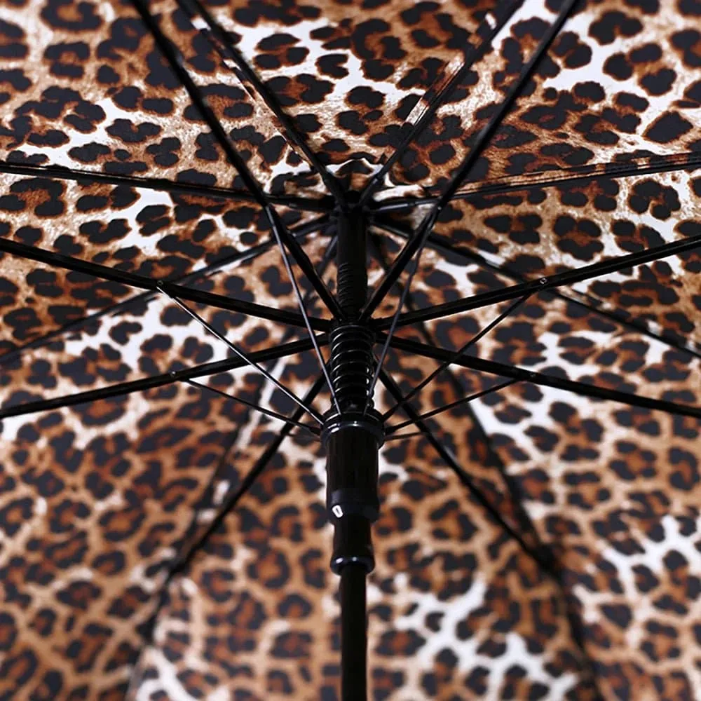 Leopard Pattern Rain Umbrella with Fully-Automatic Control & Long Handle