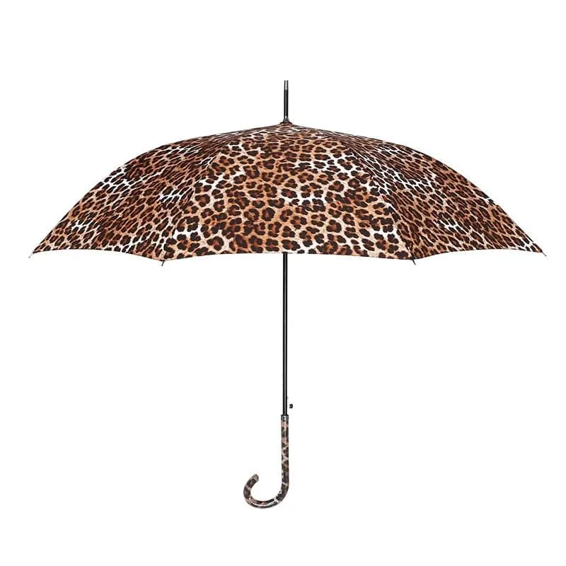 Leopard Pattern Rain Umbrella with Fully-Automatic Control & Long Handle