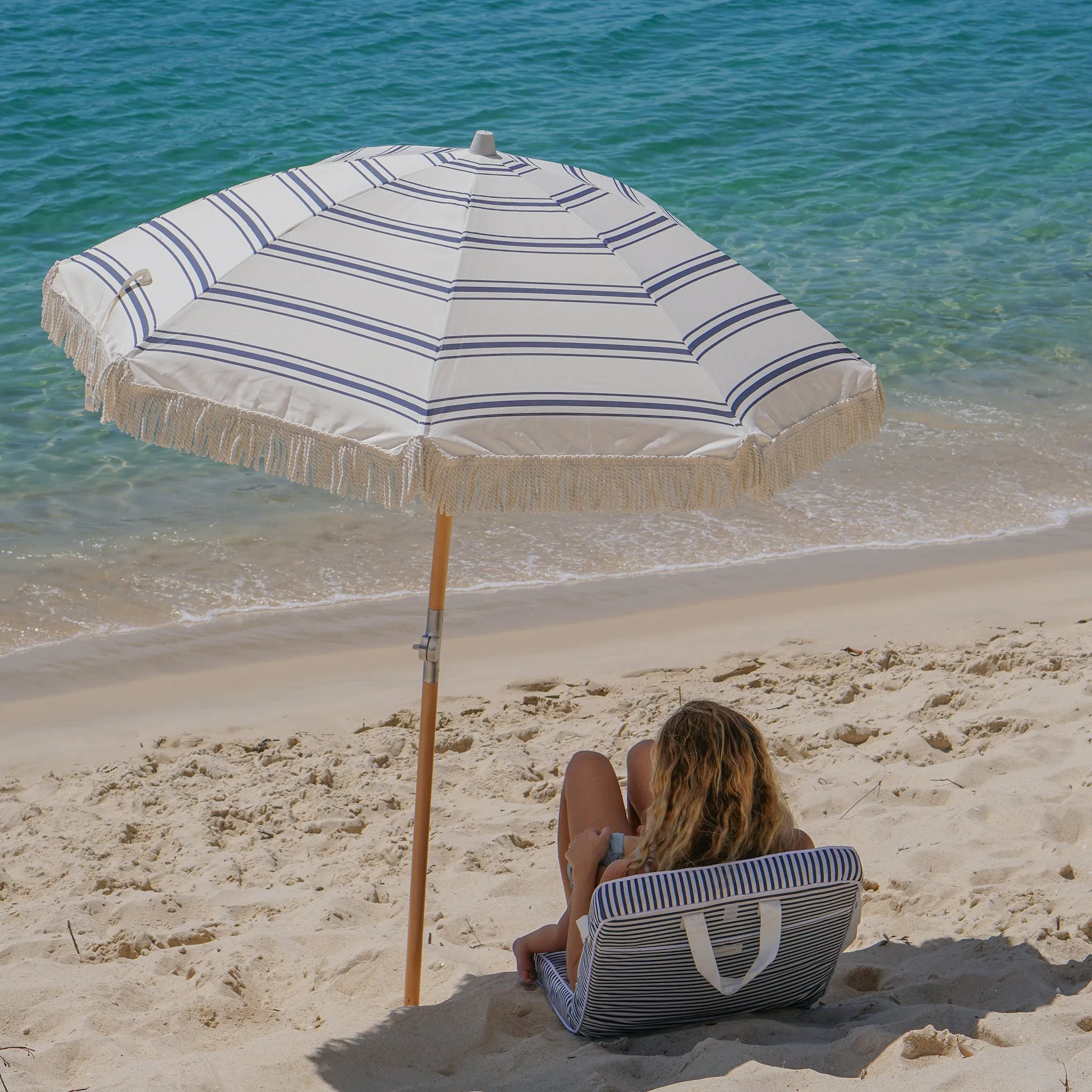 Luxe Beach Umbrella | The Resort Coastal Blue