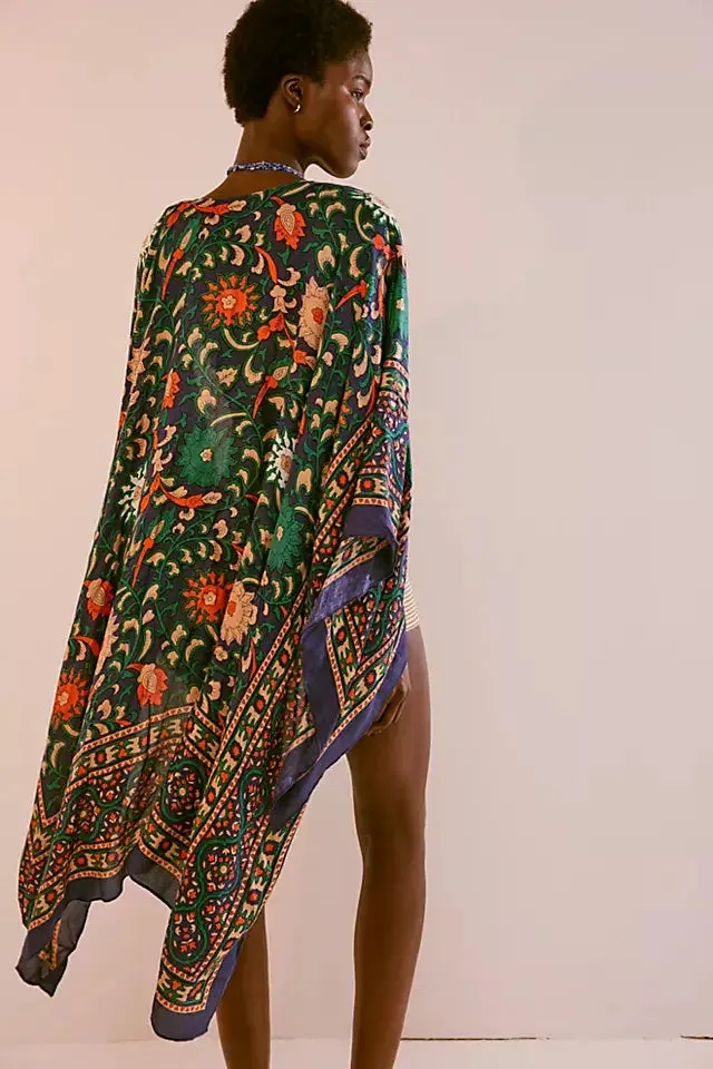 Magic dance border print kimono