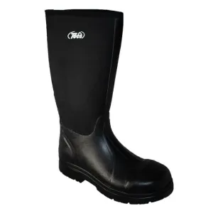 Men's 16" Cement Rubber Boot Steel Toe Black Leather Boots