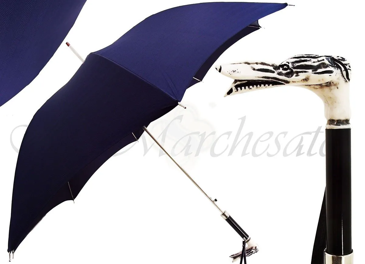 Men's Blue Umbrella - Dog Head Handle