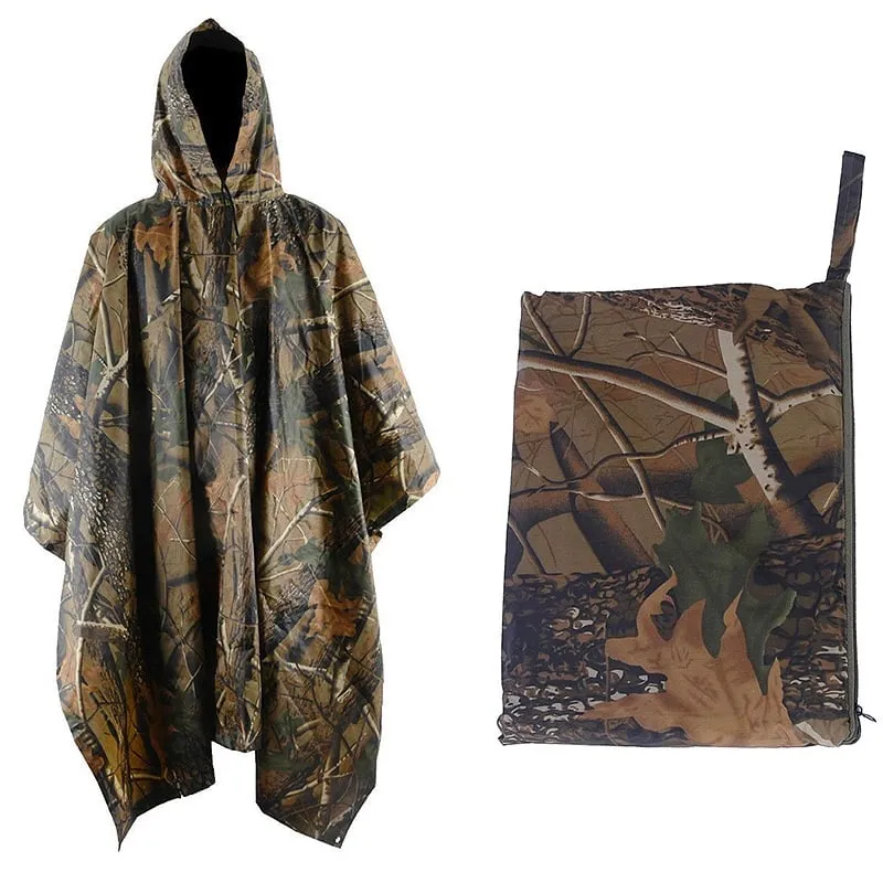 Military Style Hooded Rain Poncho & Multi-Purpose Waterproof Shelter / Tent / Picnic Mat Stealth Angel Survival SA-RC1