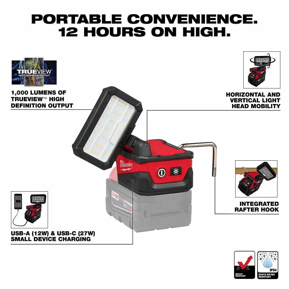 Milwaukee 2359-20 M18 ROVER Compact Folding Flood Light w/ USB Charging