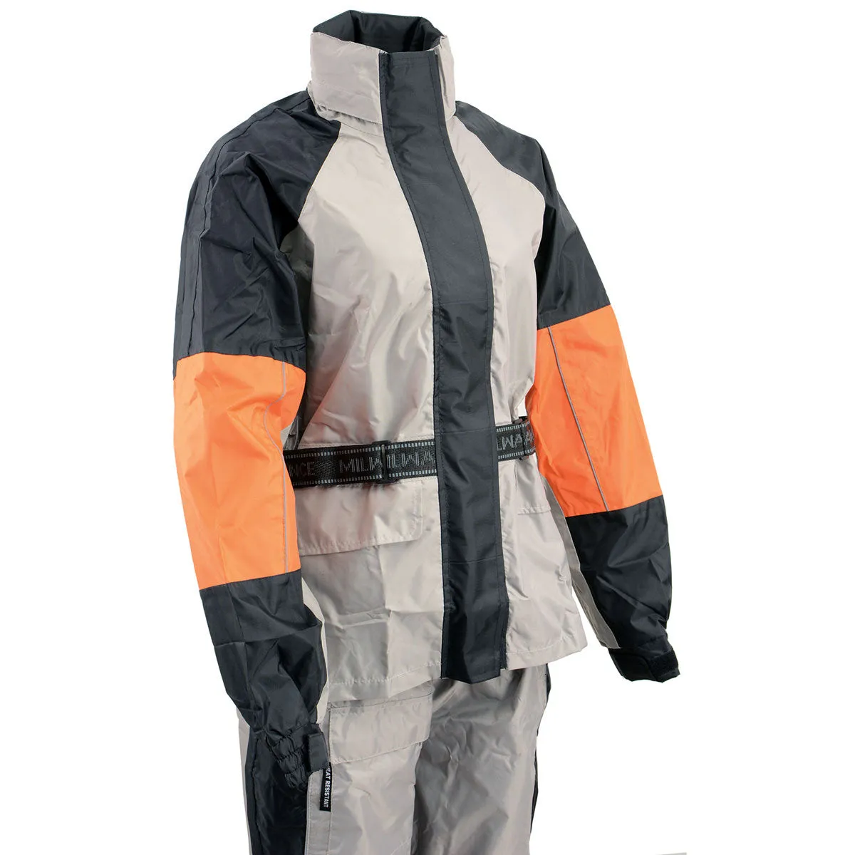 NexGen SH2217 Men's Orange and Silver Oxford Water-Resistant Rain Suit