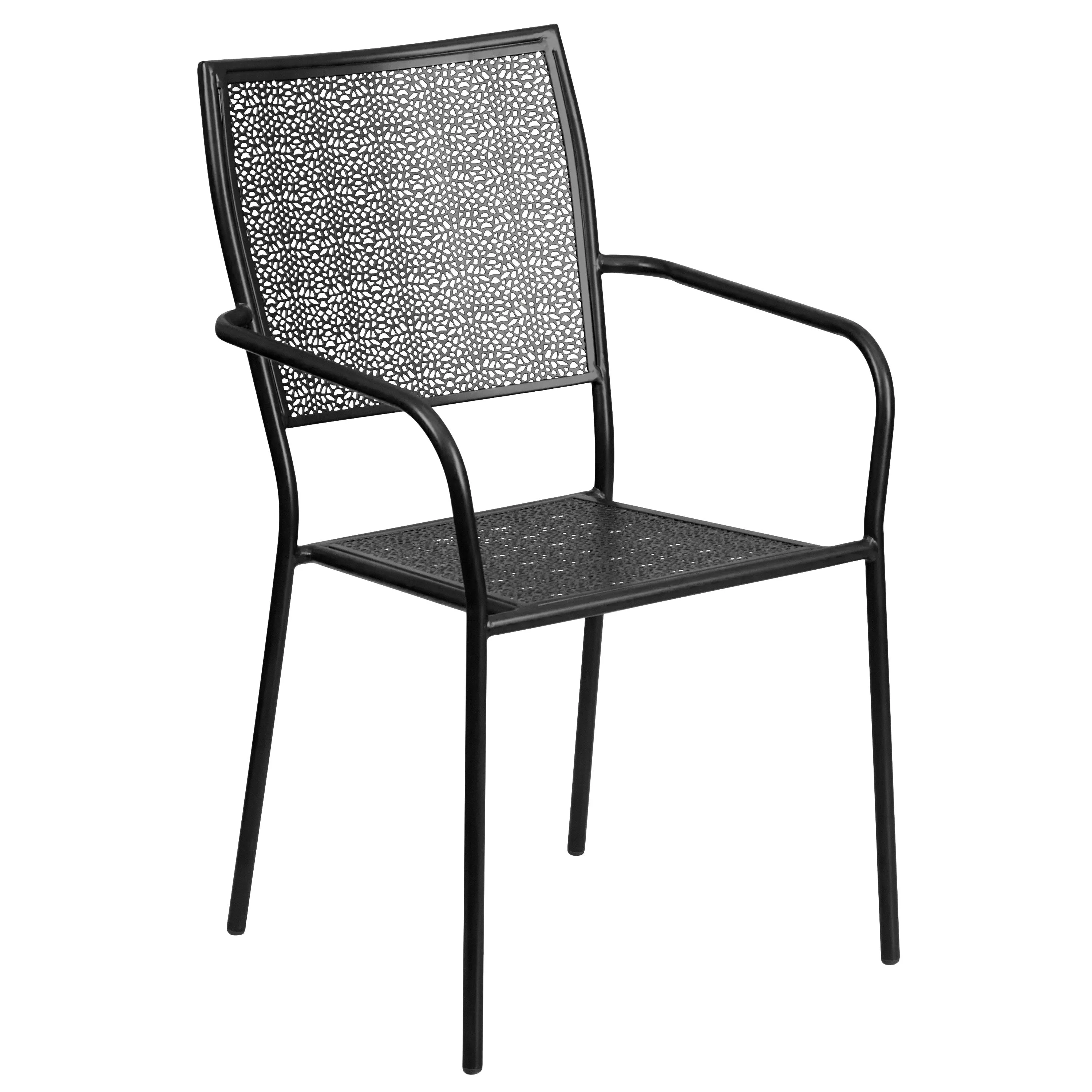 Oia Commercial Grade Indoor-Outdoor Steel Patio Arm Chair with Square Back