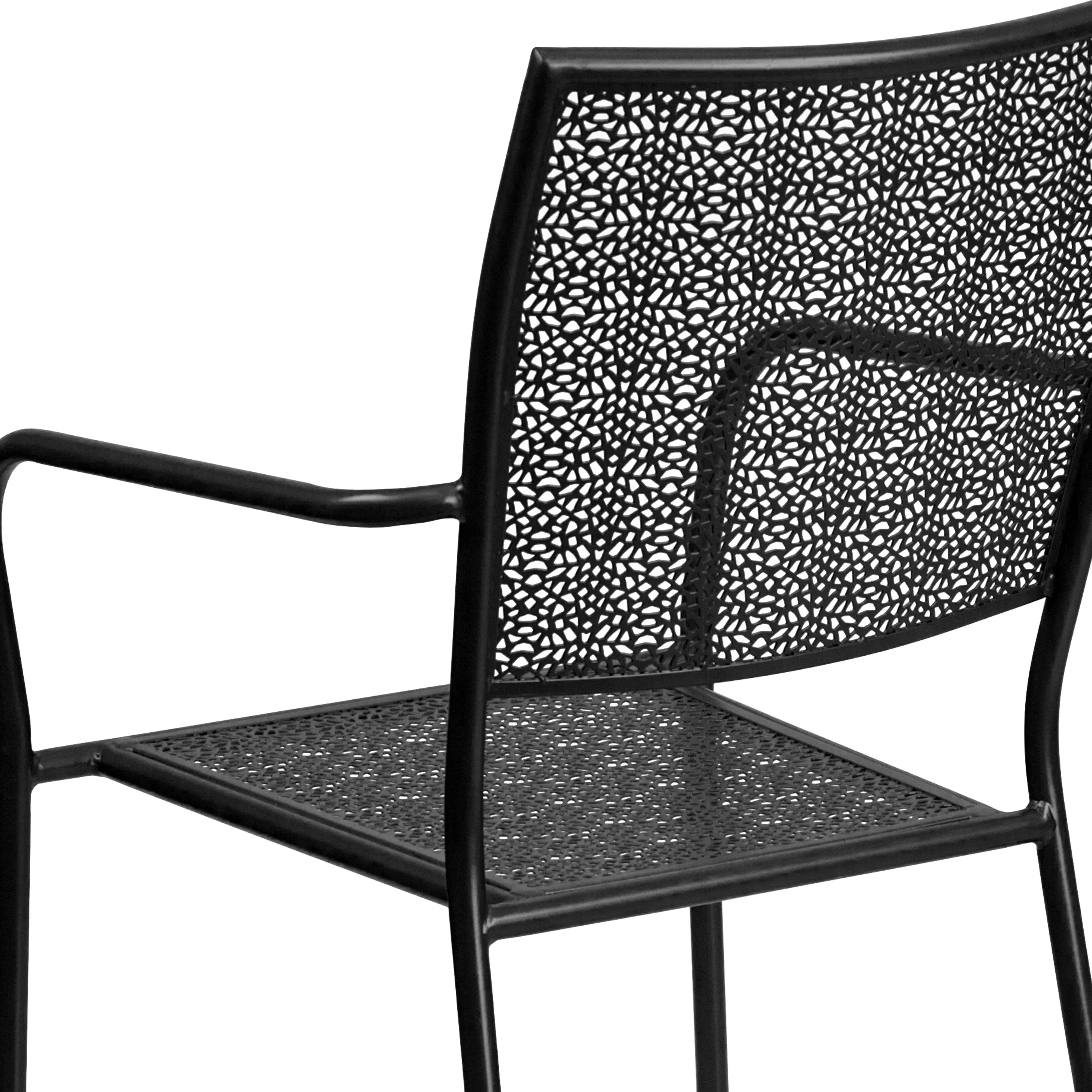 Oia Commercial Grade Indoor-Outdoor Steel Patio Arm Chair with Square Back