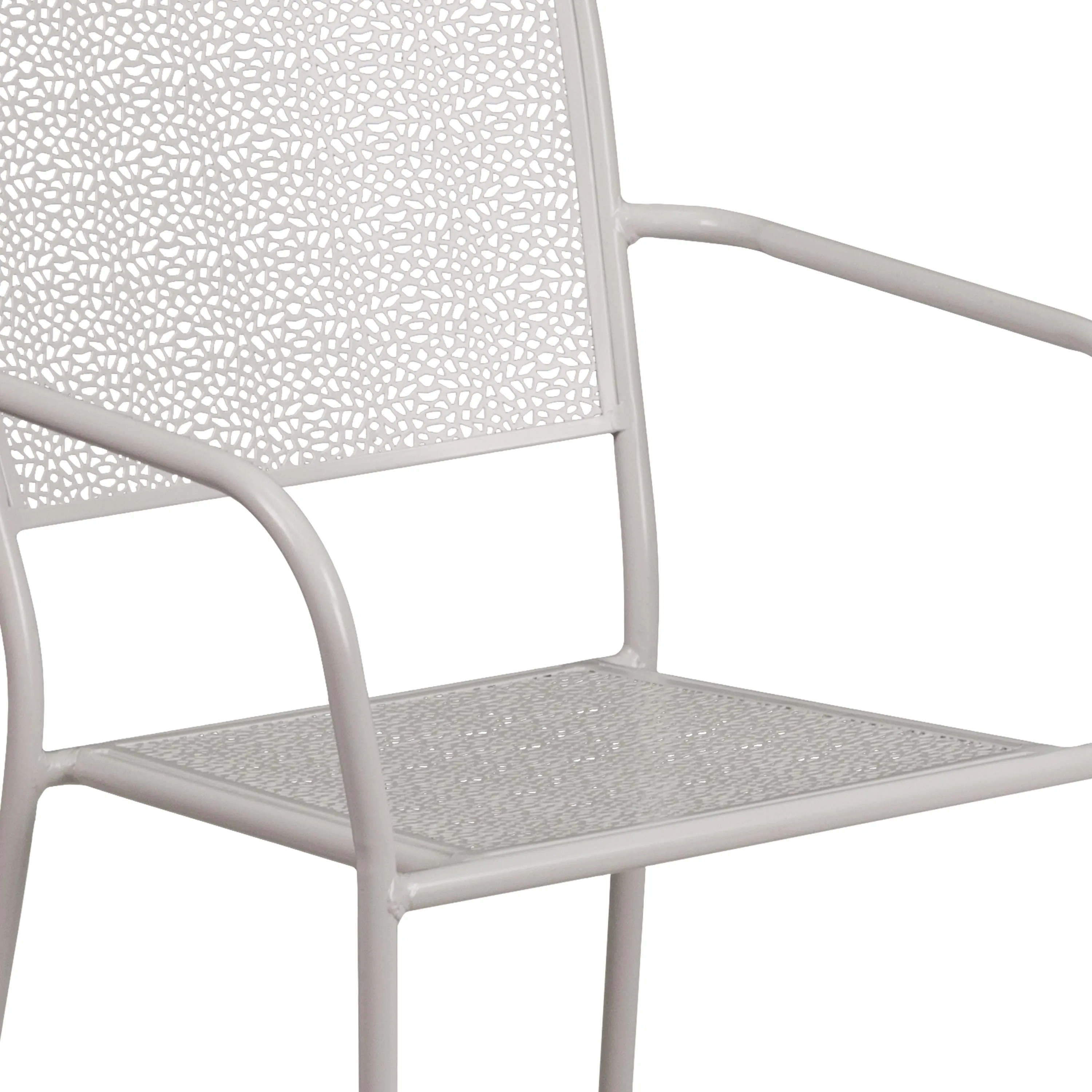 Oia Commercial Grade Indoor-Outdoor Steel Patio Arm Chair with Square Back