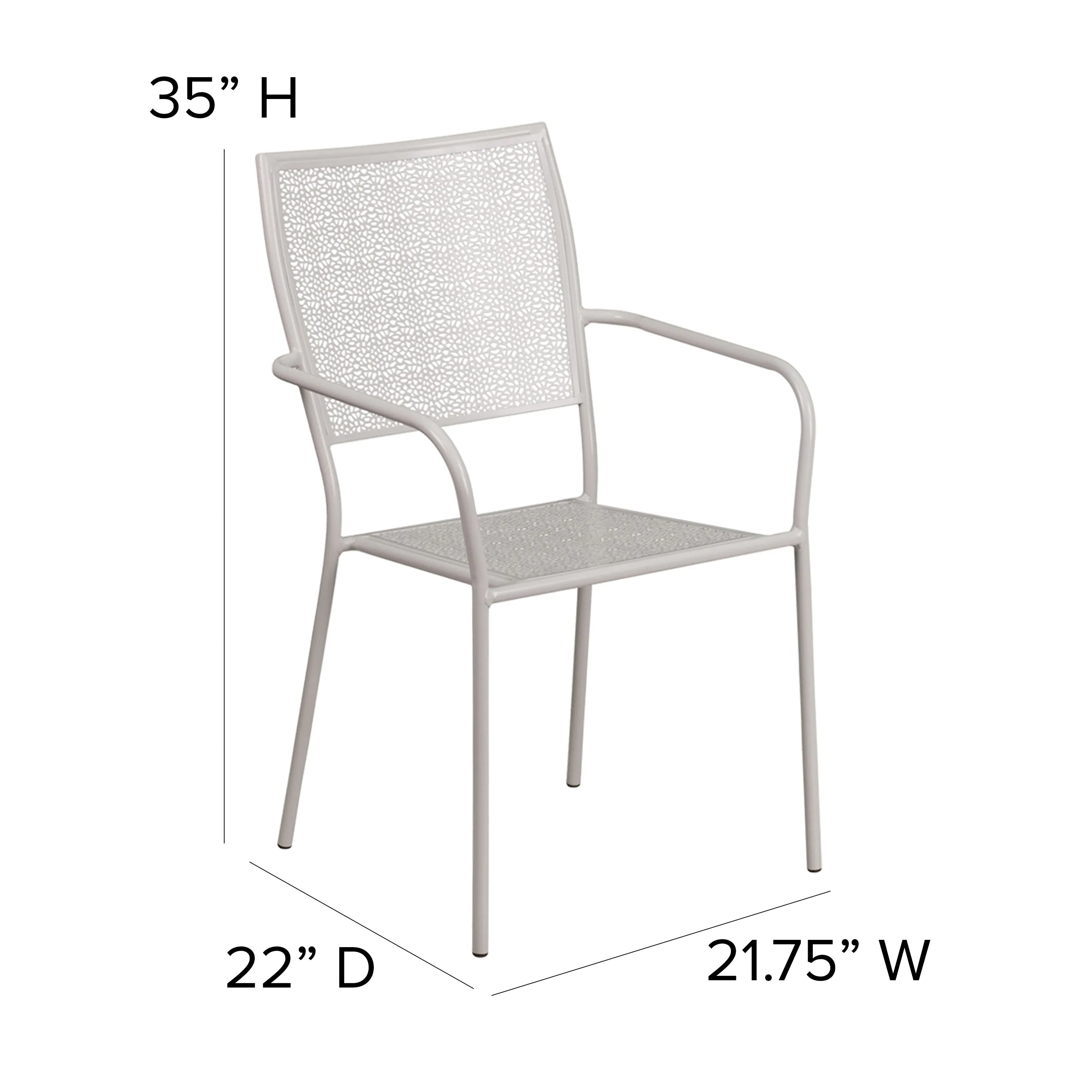 Oia Commercial Grade Indoor-Outdoor Steel Patio Arm Chair with Square Back