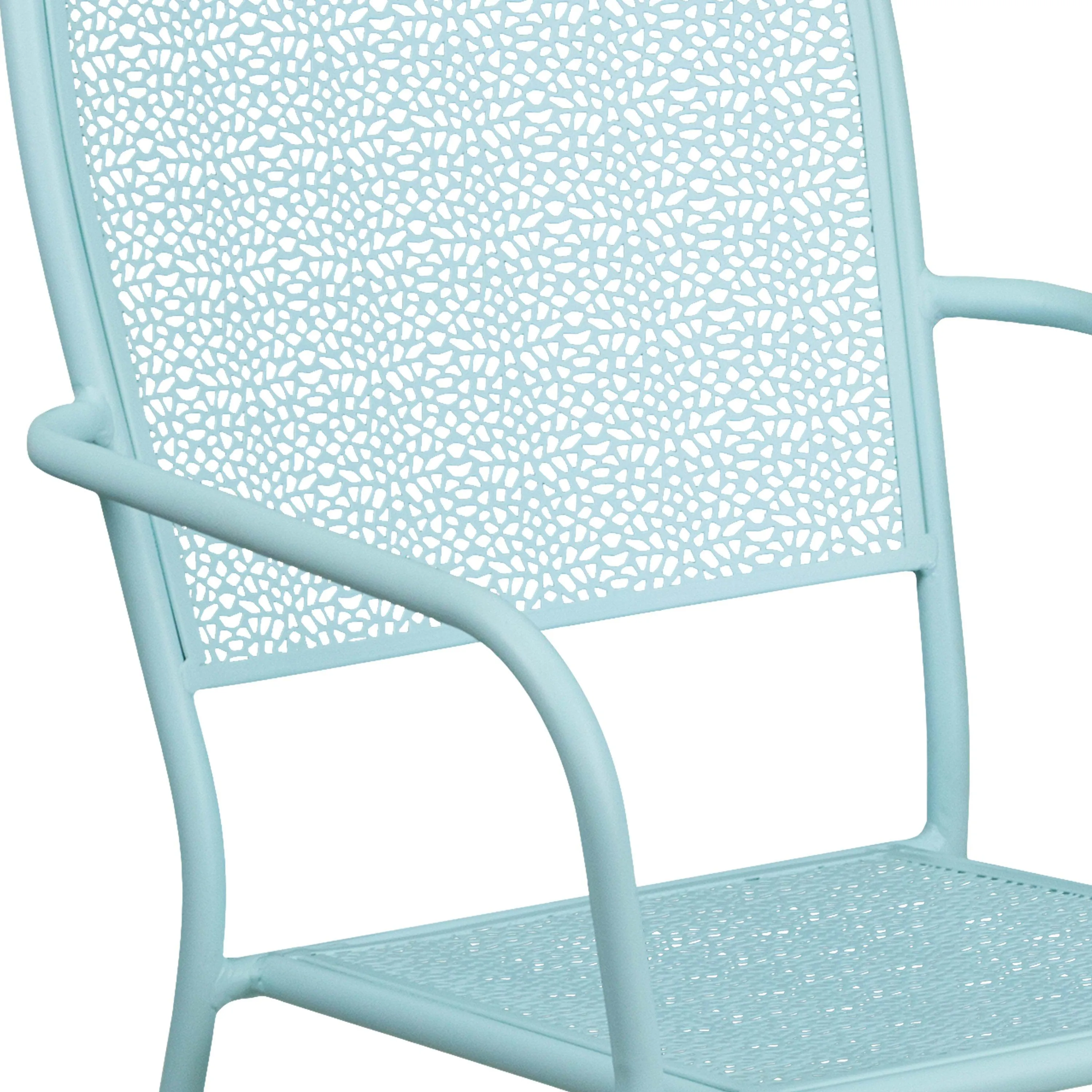 Oia Commercial Grade Indoor-Outdoor Steel Patio Arm Chair with Square Back