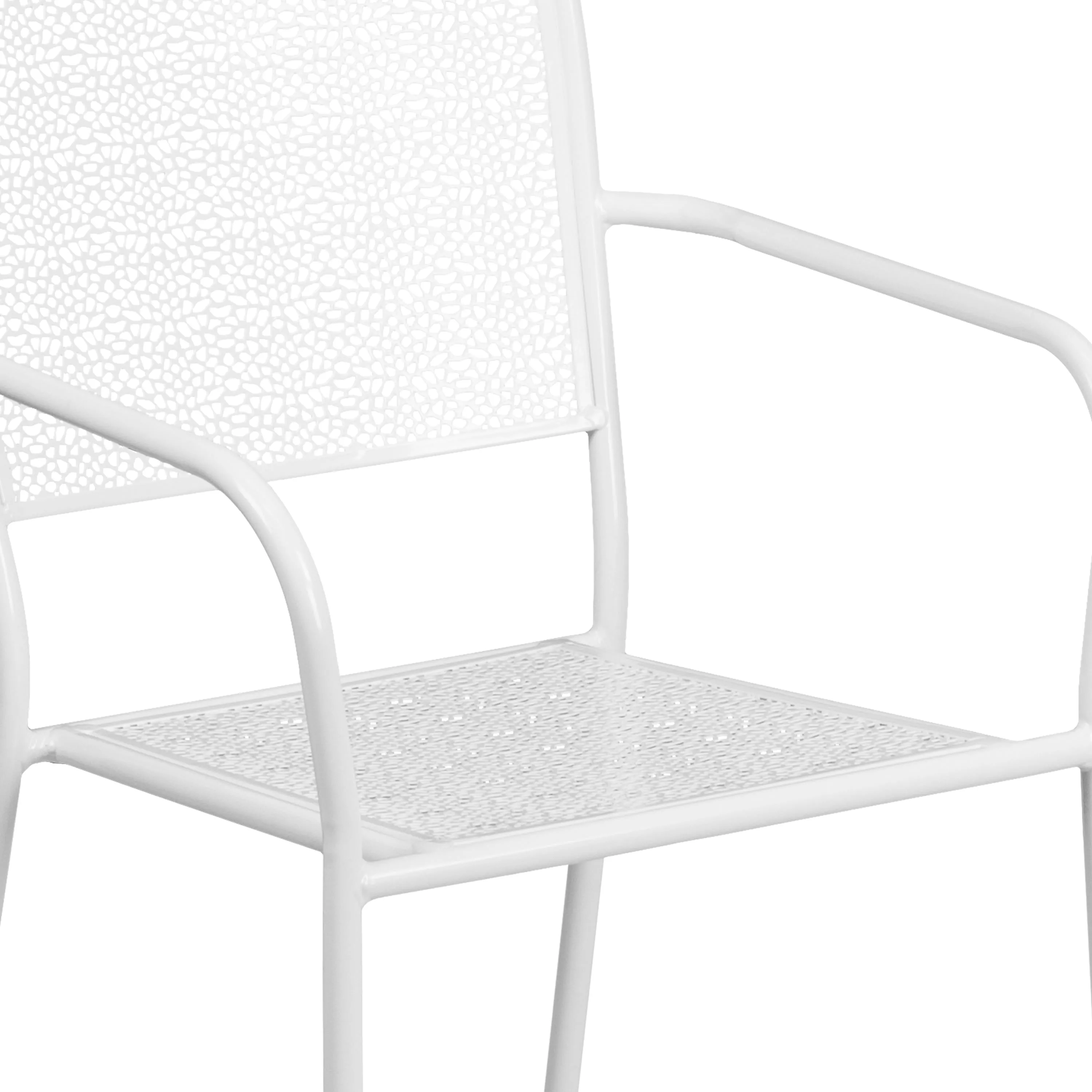 Oia Commercial Grade Indoor-Outdoor Steel Patio Arm Chair with Square Back