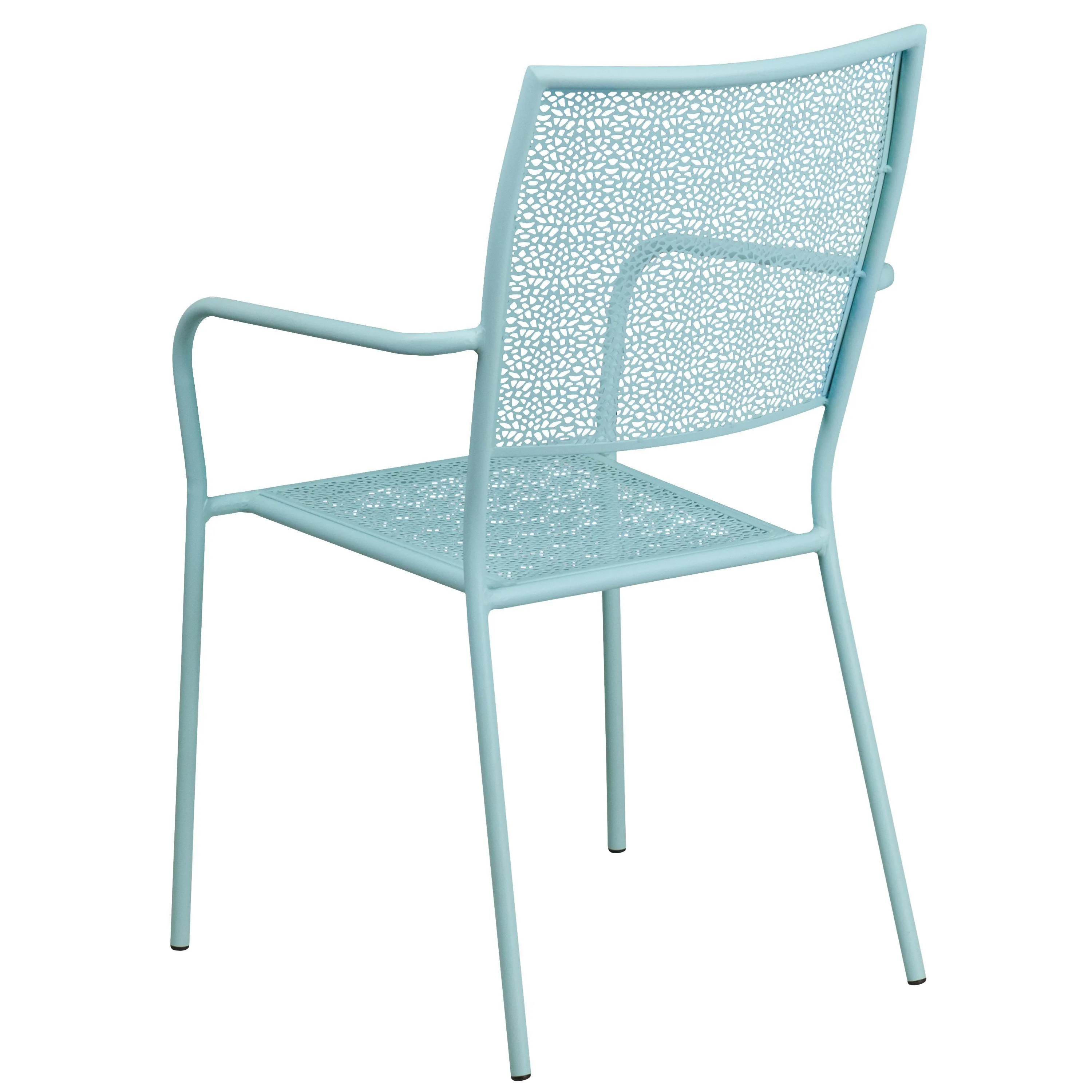 Oia Commercial Grade Indoor-Outdoor Steel Patio Arm Chair with Square Back