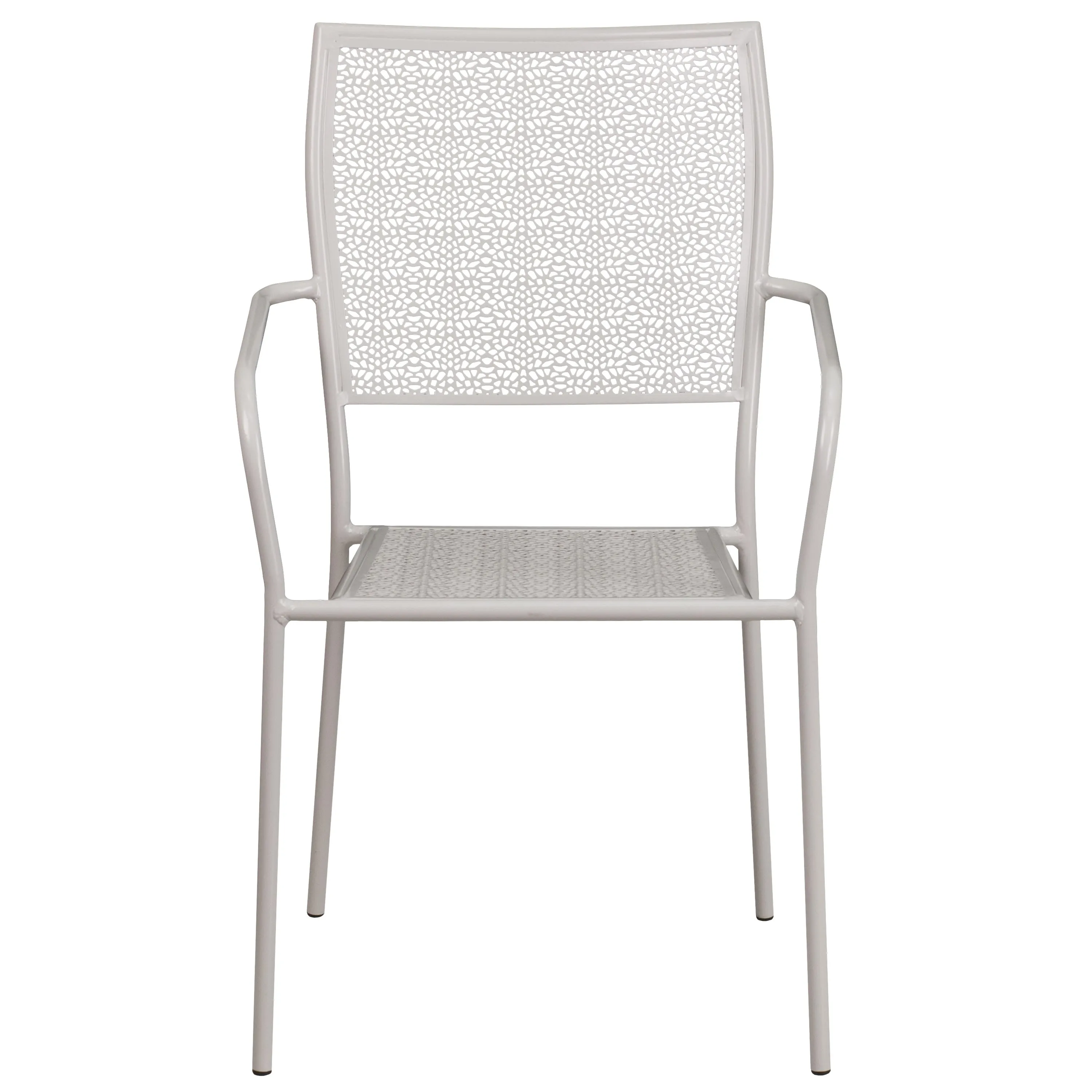 Oia Commercial Grade Indoor-Outdoor Steel Patio Arm Chair with Square Back