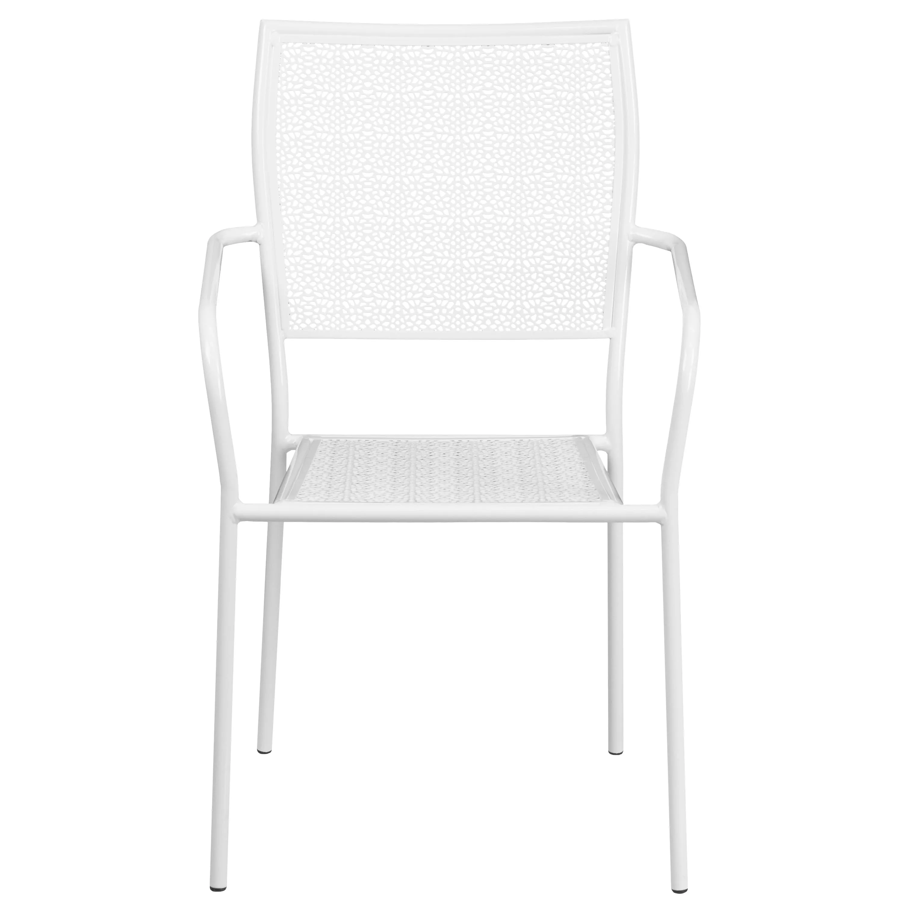 Oia Commercial Grade Indoor-Outdoor Steel Patio Arm Chair with Square Back