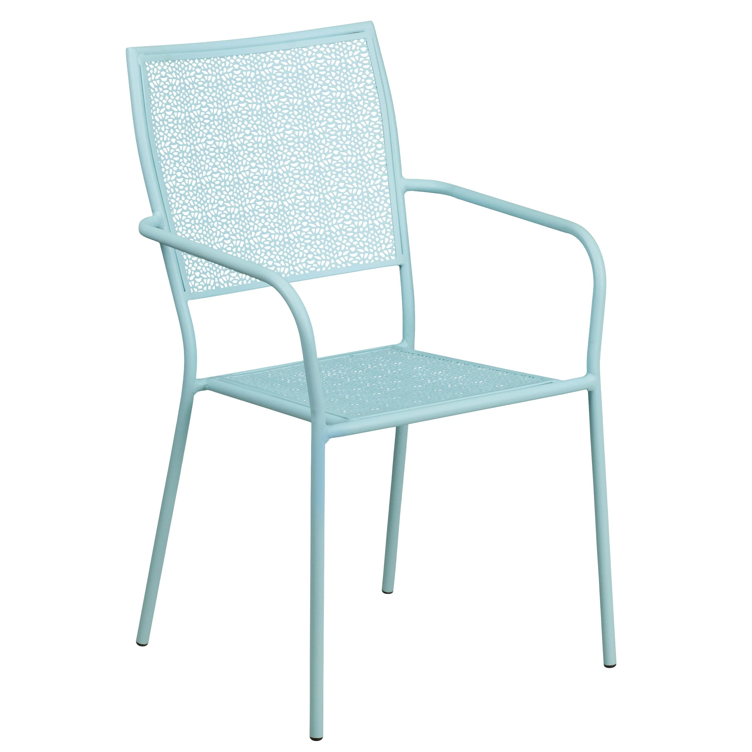 Oia Commercial Grade Indoor-Outdoor Steel Patio Arm Chair with Square Back