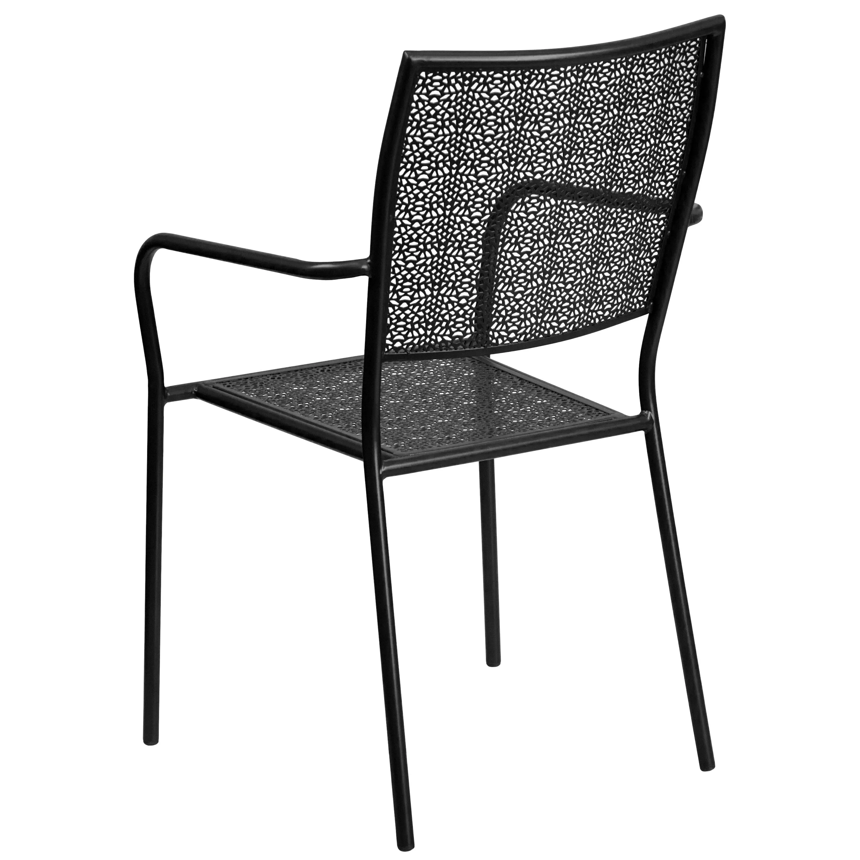 Oia Commercial Grade Indoor-Outdoor Steel Patio Arm Chair with Square Back