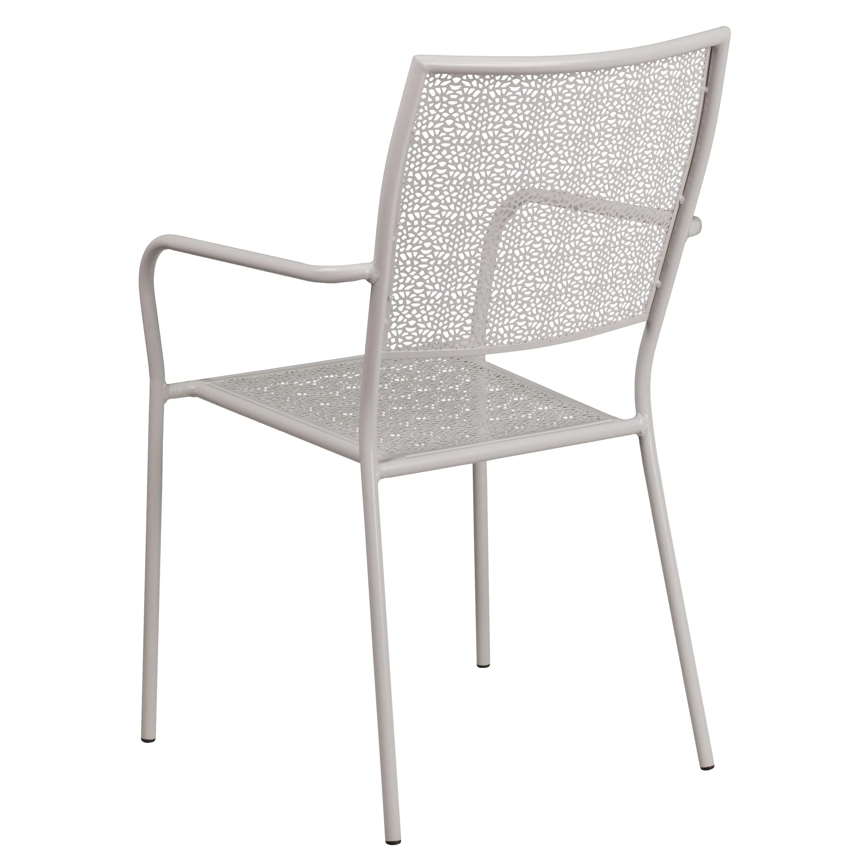 Oia Commercial Grade Indoor-Outdoor Steel Patio Arm Chair with Square Back