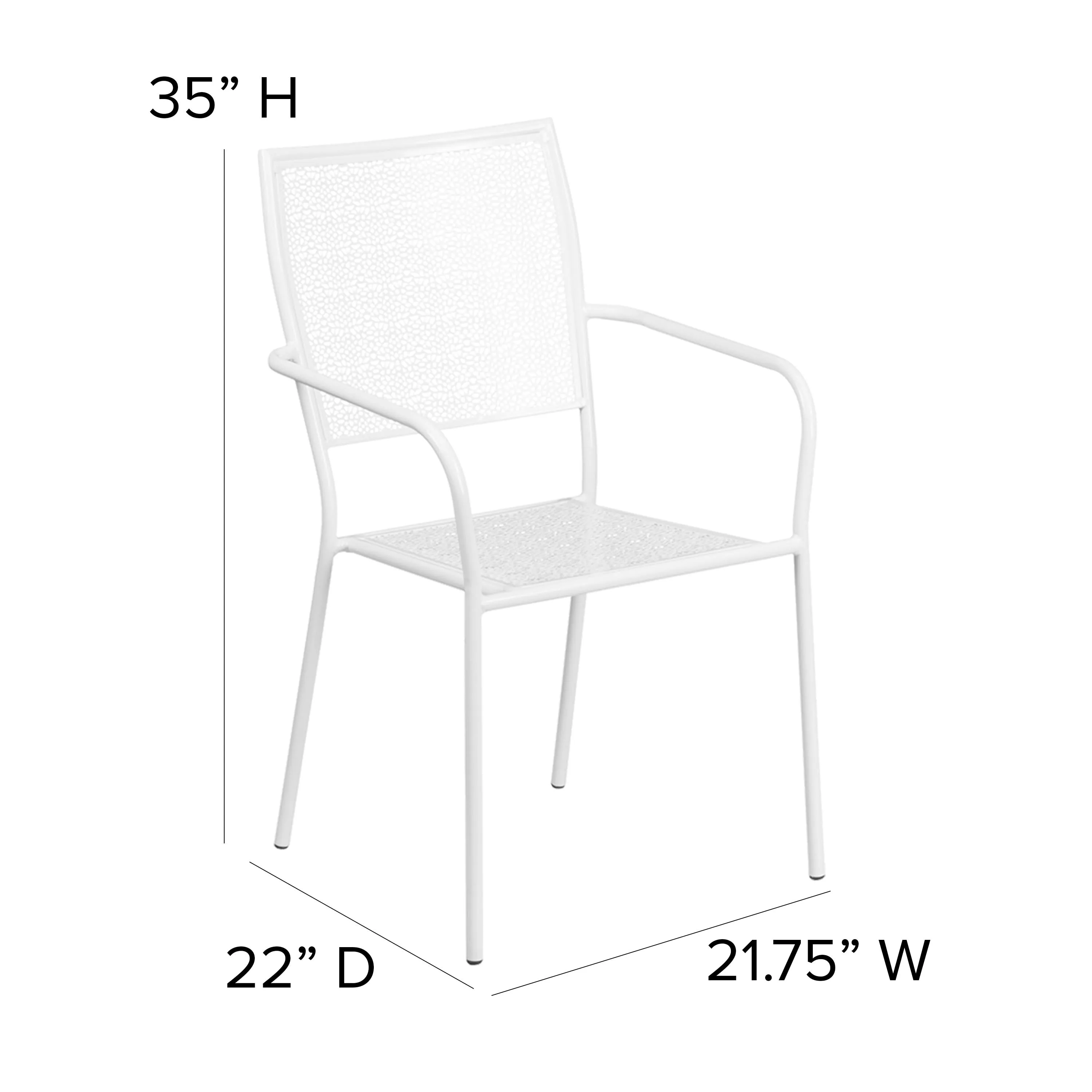 Oia Commercial Grade Indoor-Outdoor Steel Patio Arm Chair with Square Back