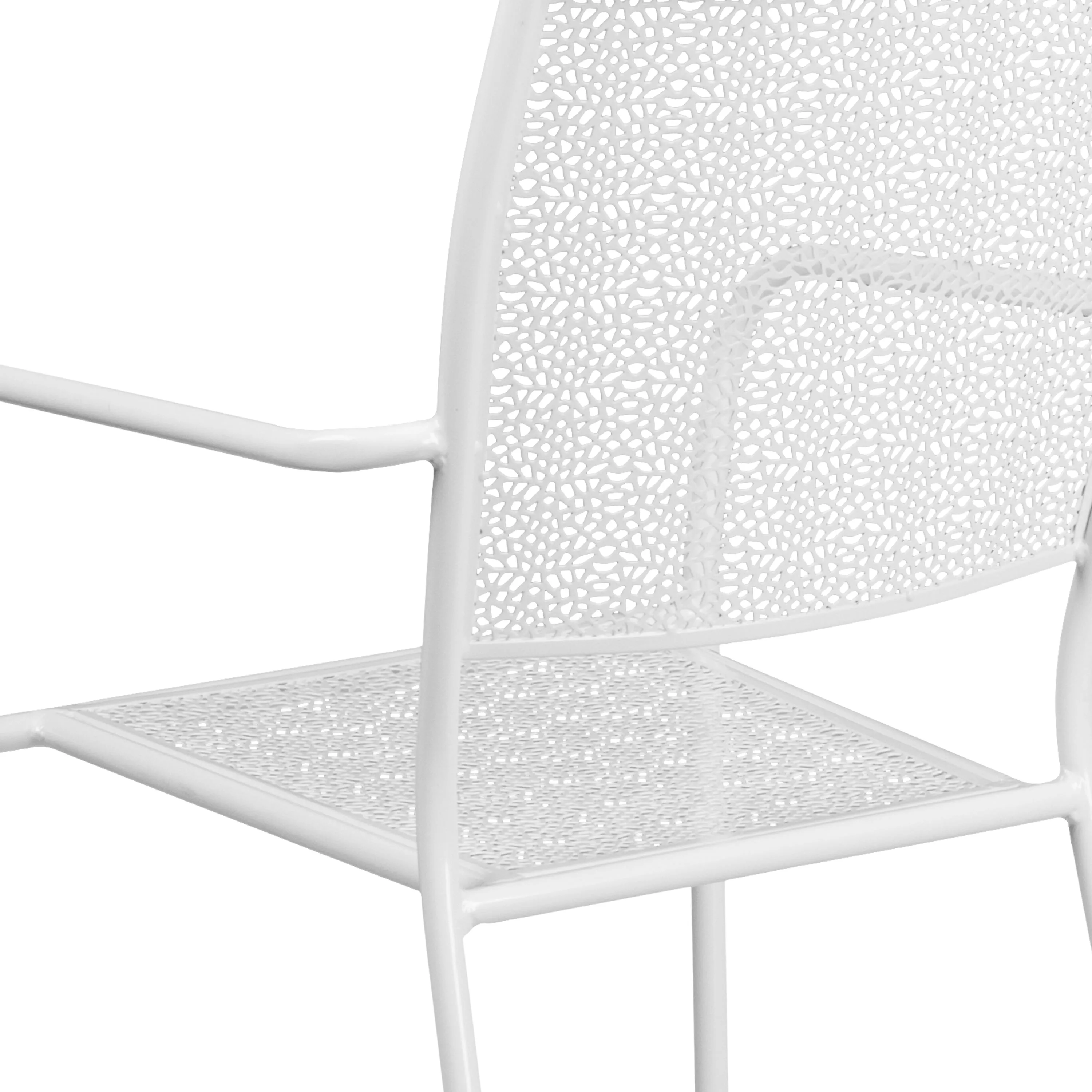 Oia Commercial Grade Indoor-Outdoor Steel Patio Arm Chair with Square Back