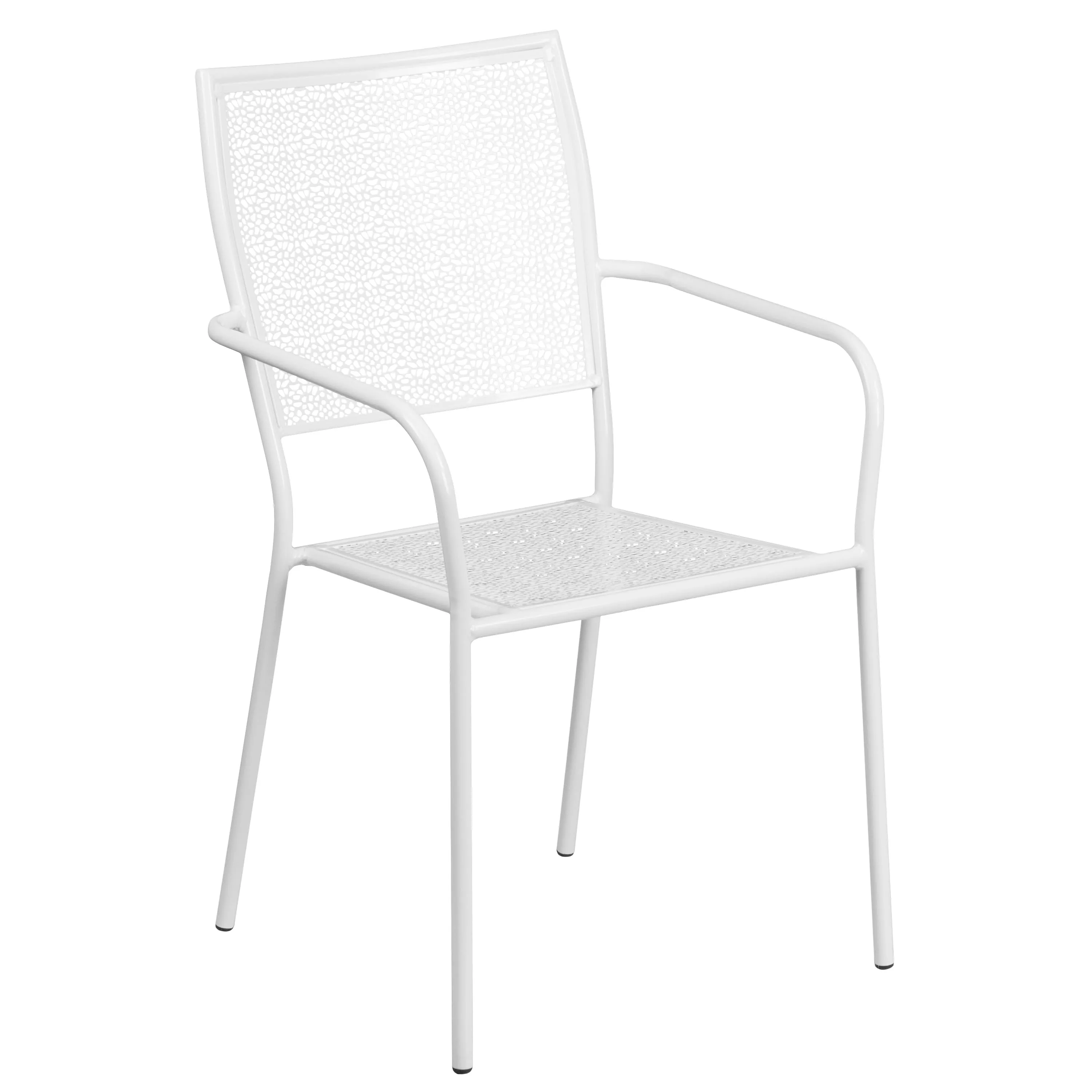 Oia Commercial Grade Indoor-Outdoor Steel Patio Arm Chair with Square Back