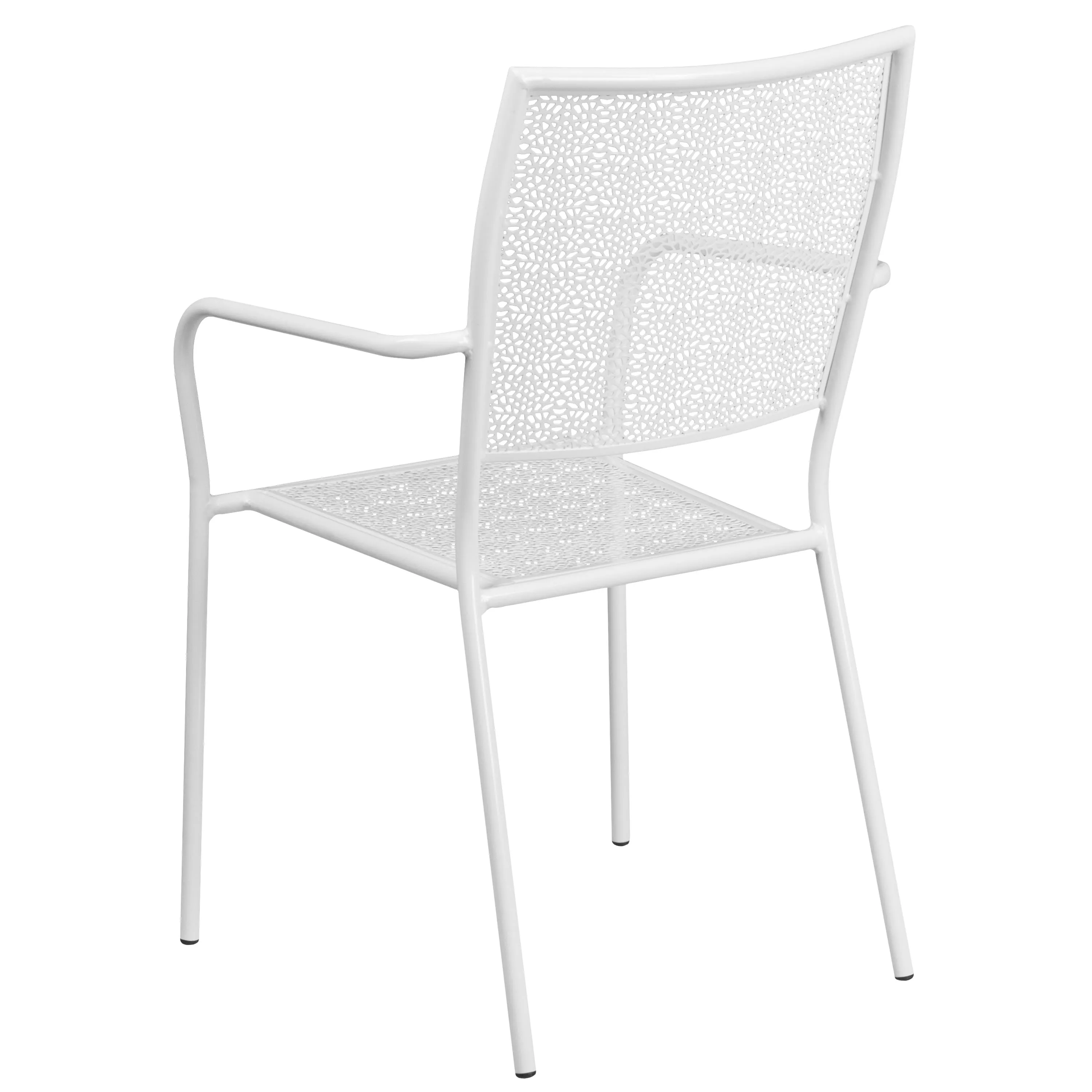 Oia Commercial Grade Indoor-Outdoor Steel Patio Arm Chair with Square Back