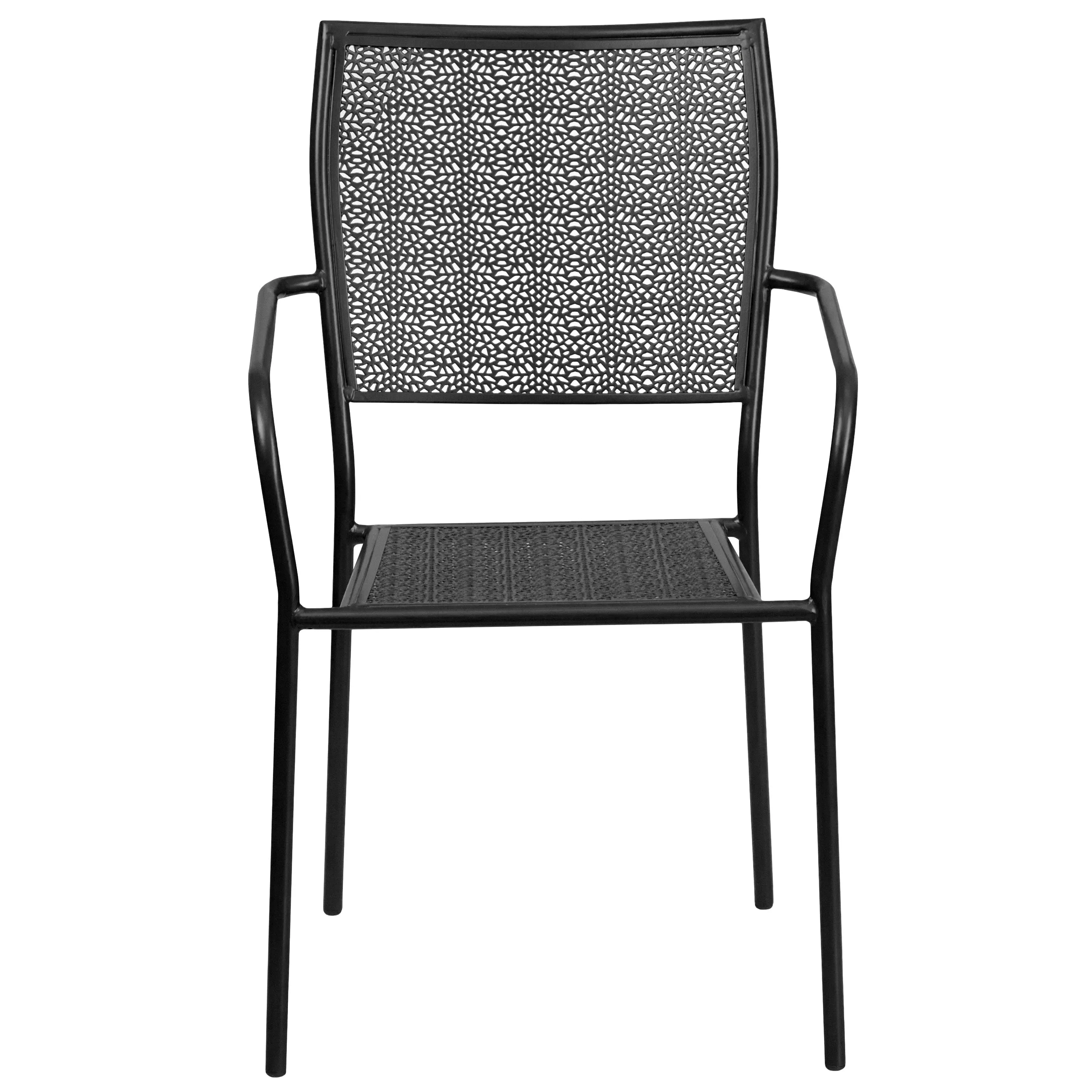 Oia Commercial Grade Indoor-Outdoor Steel Patio Arm Chair with Square Back