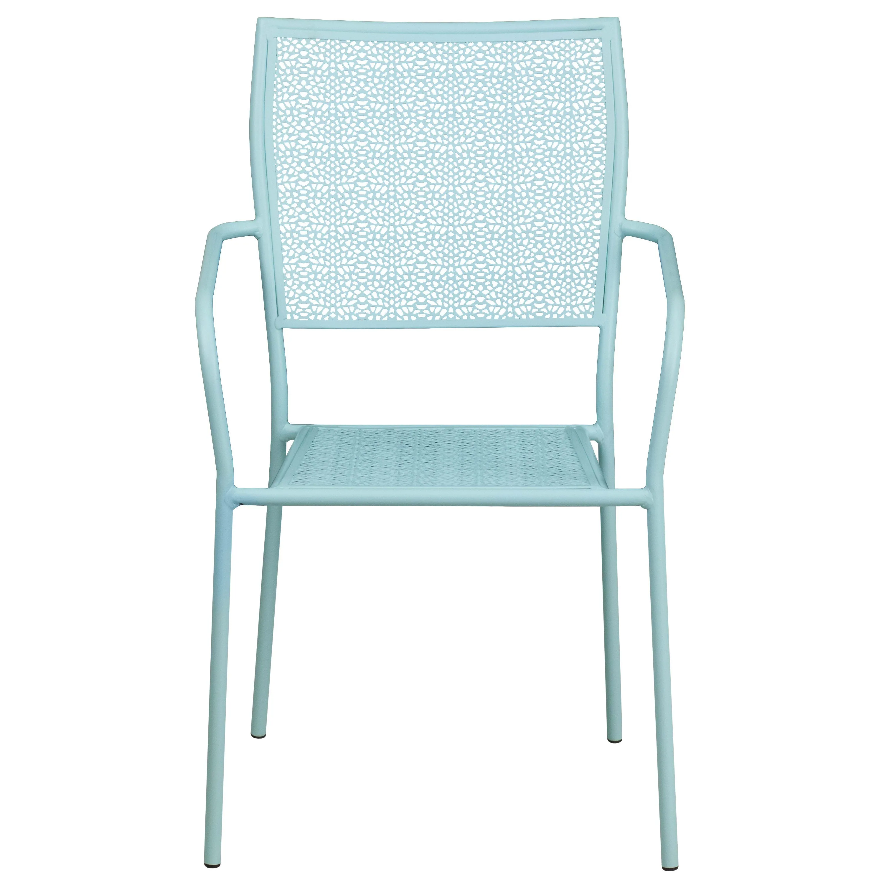 Oia Commercial Grade Indoor-Outdoor Steel Patio Arm Chair with Square Back