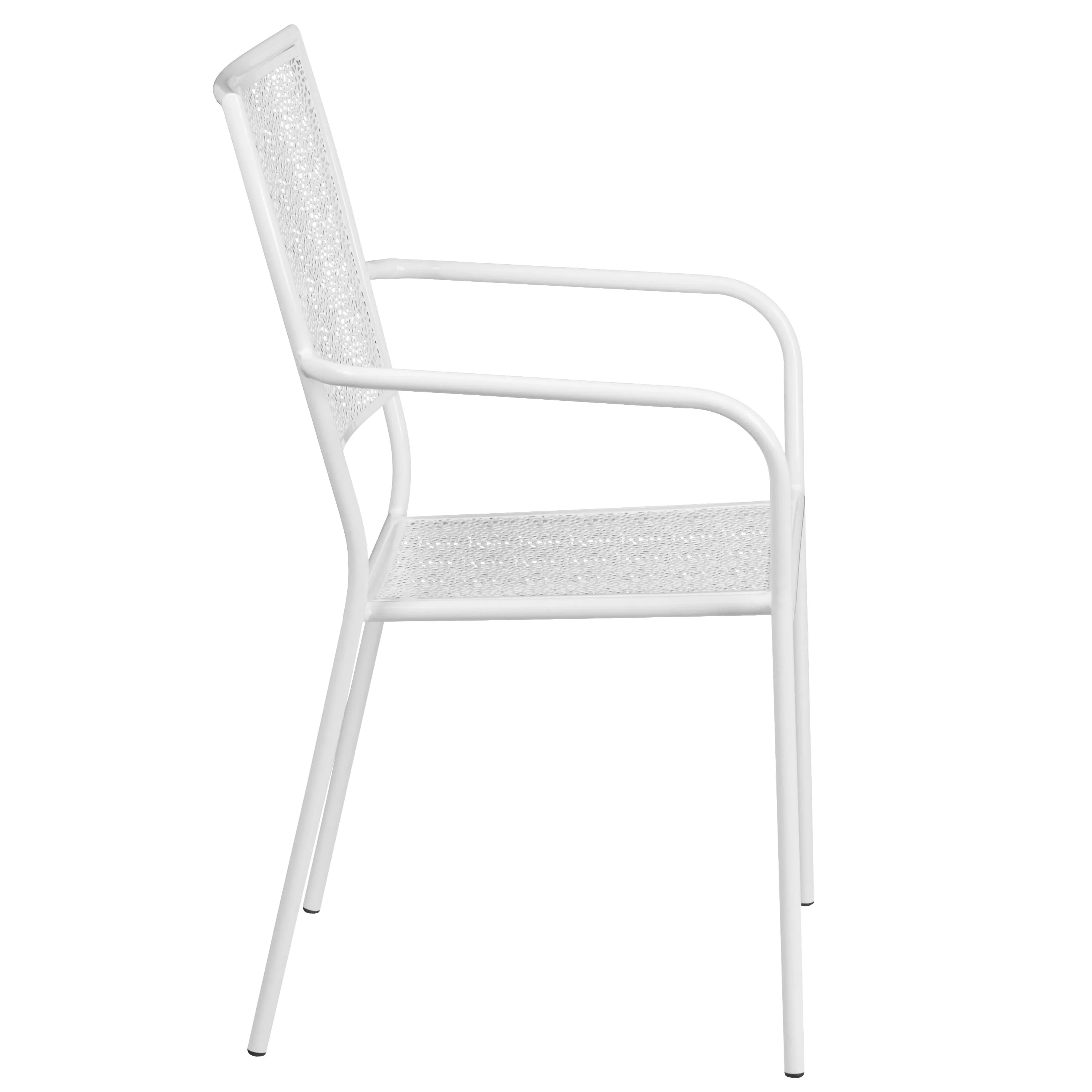 Oia Commercial Grade Indoor-Outdoor Steel Patio Arm Chair with Square Back