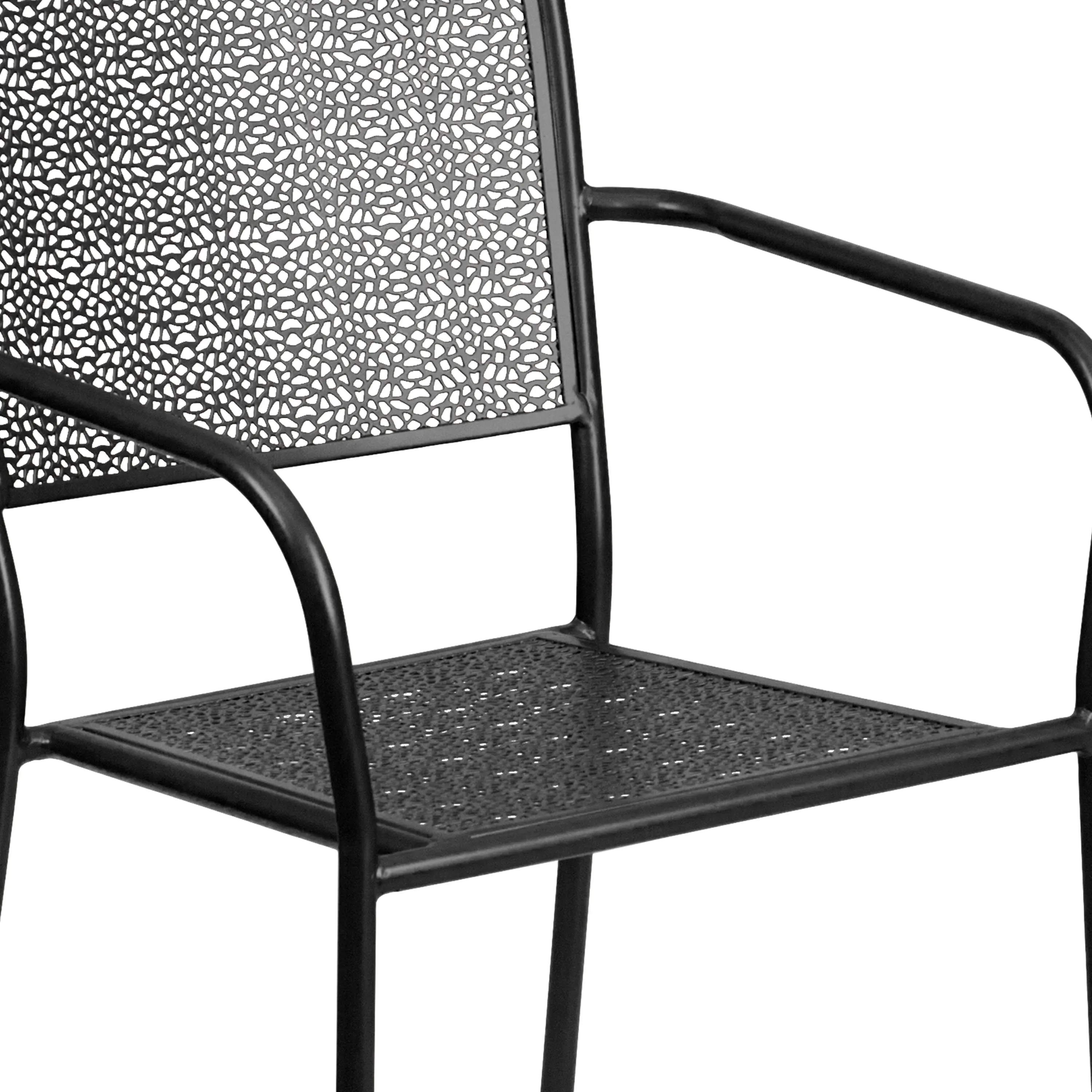 Oia Commercial Grade Indoor-Outdoor Steel Patio Arm Chair with Square Back