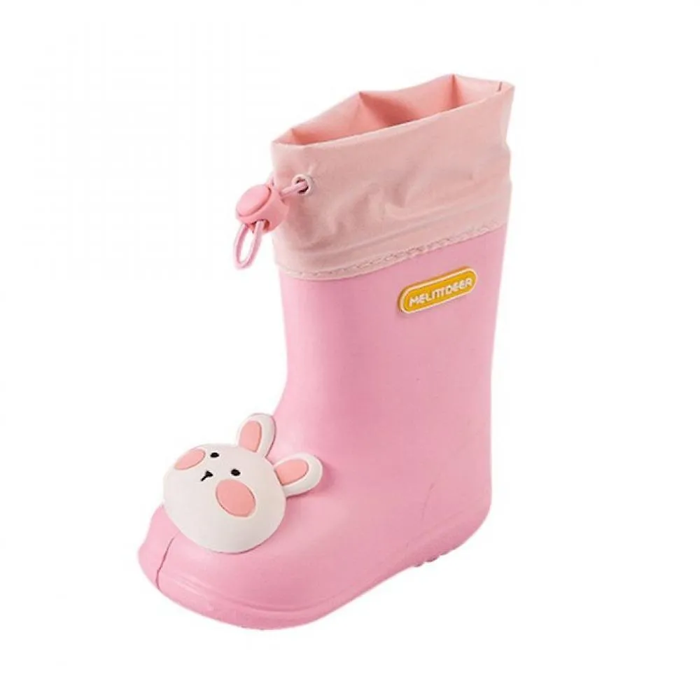 Pink 130Children's Cartoon Pvc Rubber Waterproof Rain Boots Fashion Classic Baby Water Shoes Rabbit Frog Dolls Boys Girls