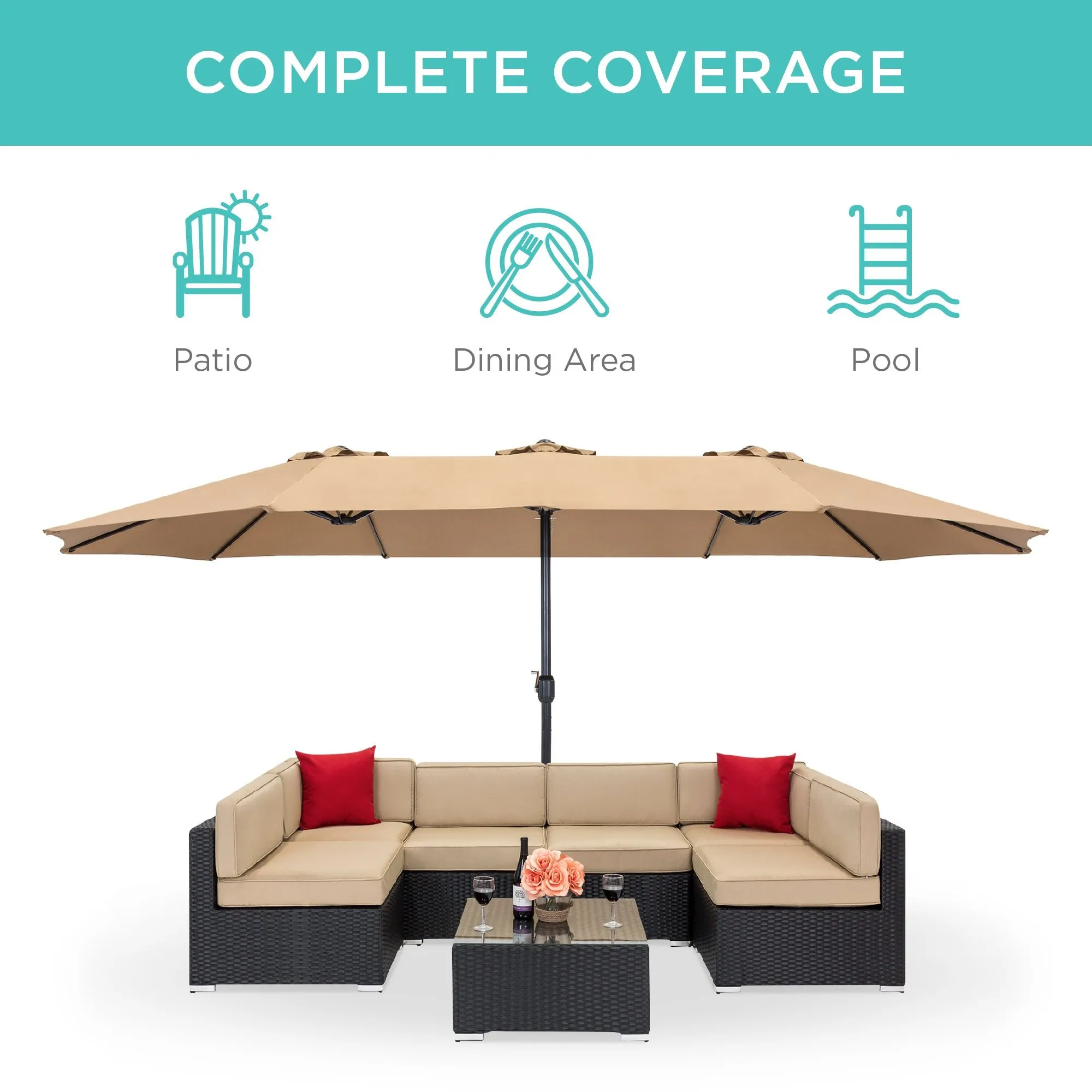 Rectangular Twin Market Patio Umbrella