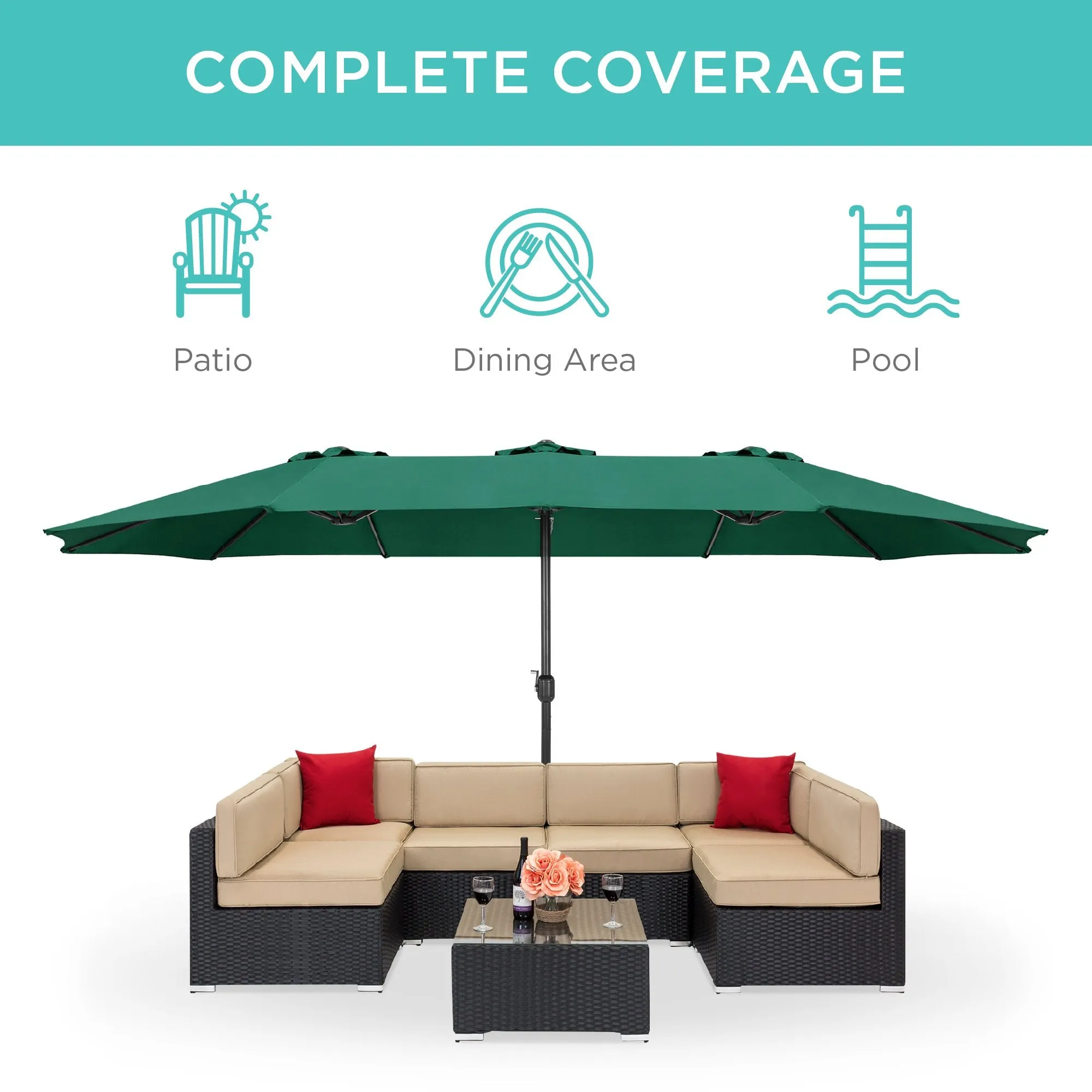 Rectangular Twin Market Patio Umbrella