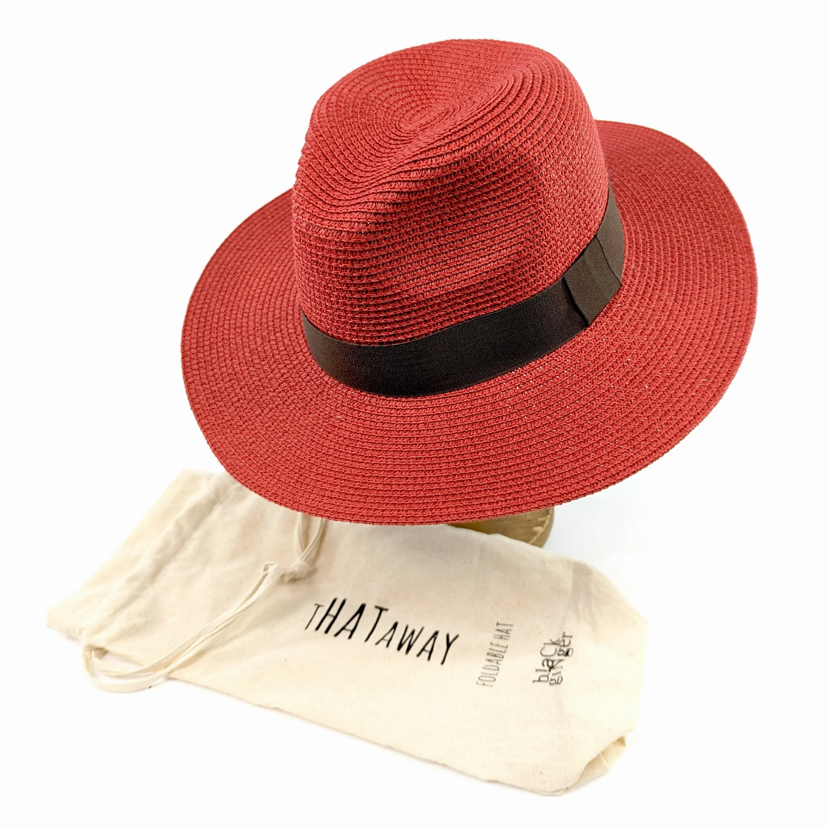 Red Panama Folding Hat (57cm)