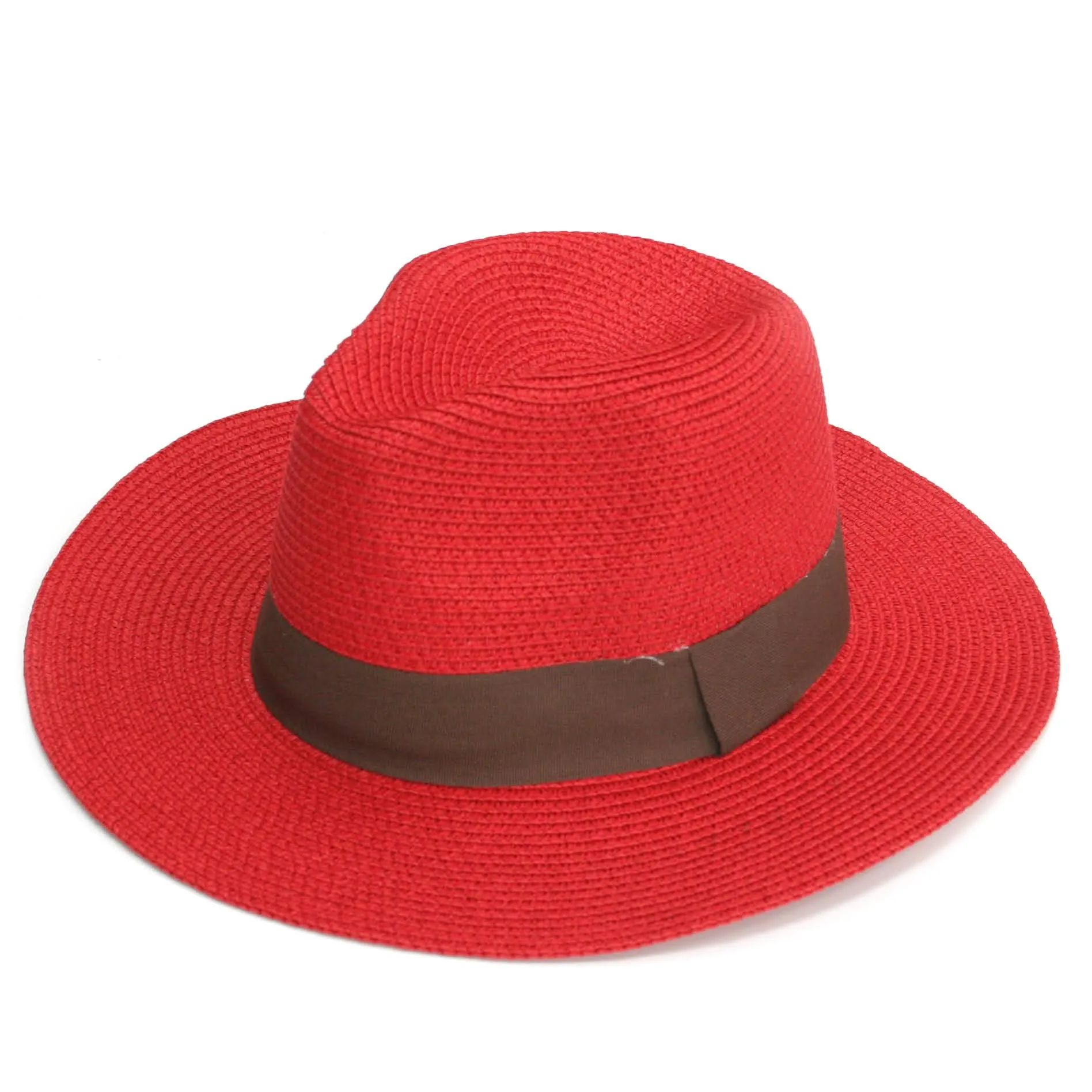 Red Panama Folding Hat (57cm)