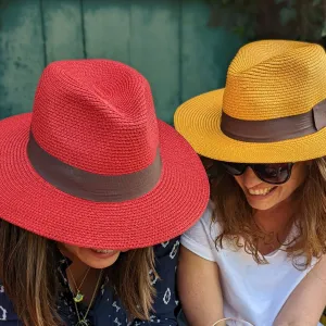 Red Panama Folding Hat (57cm)