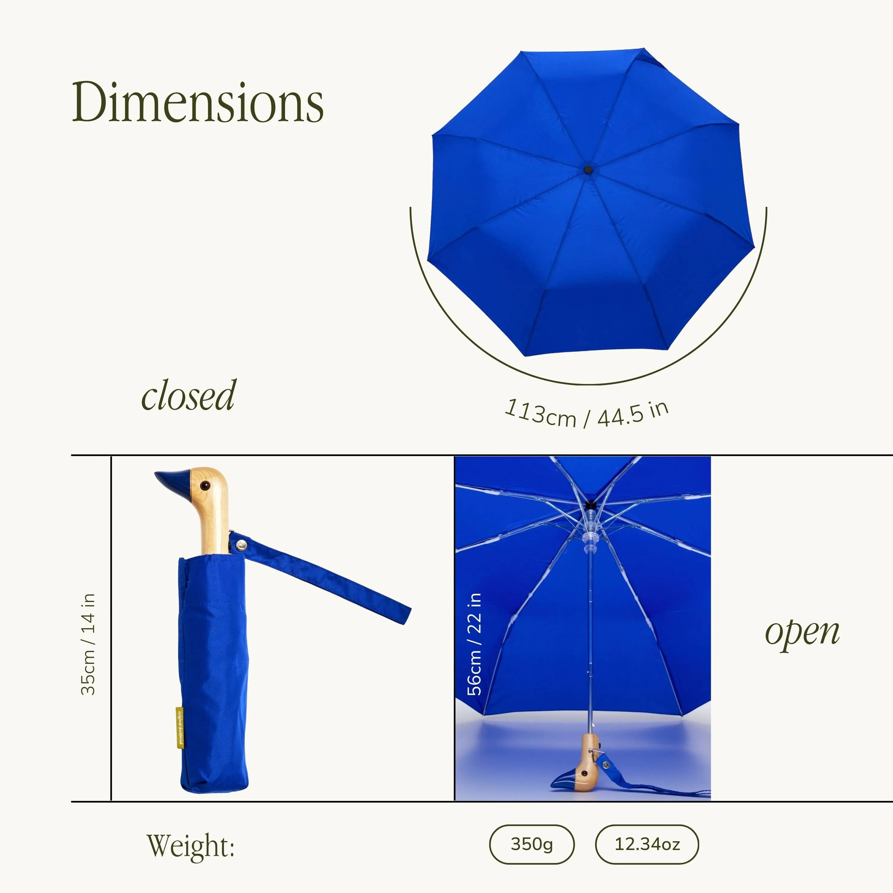 Royal Blue Compact Wind Resistant Umbrella