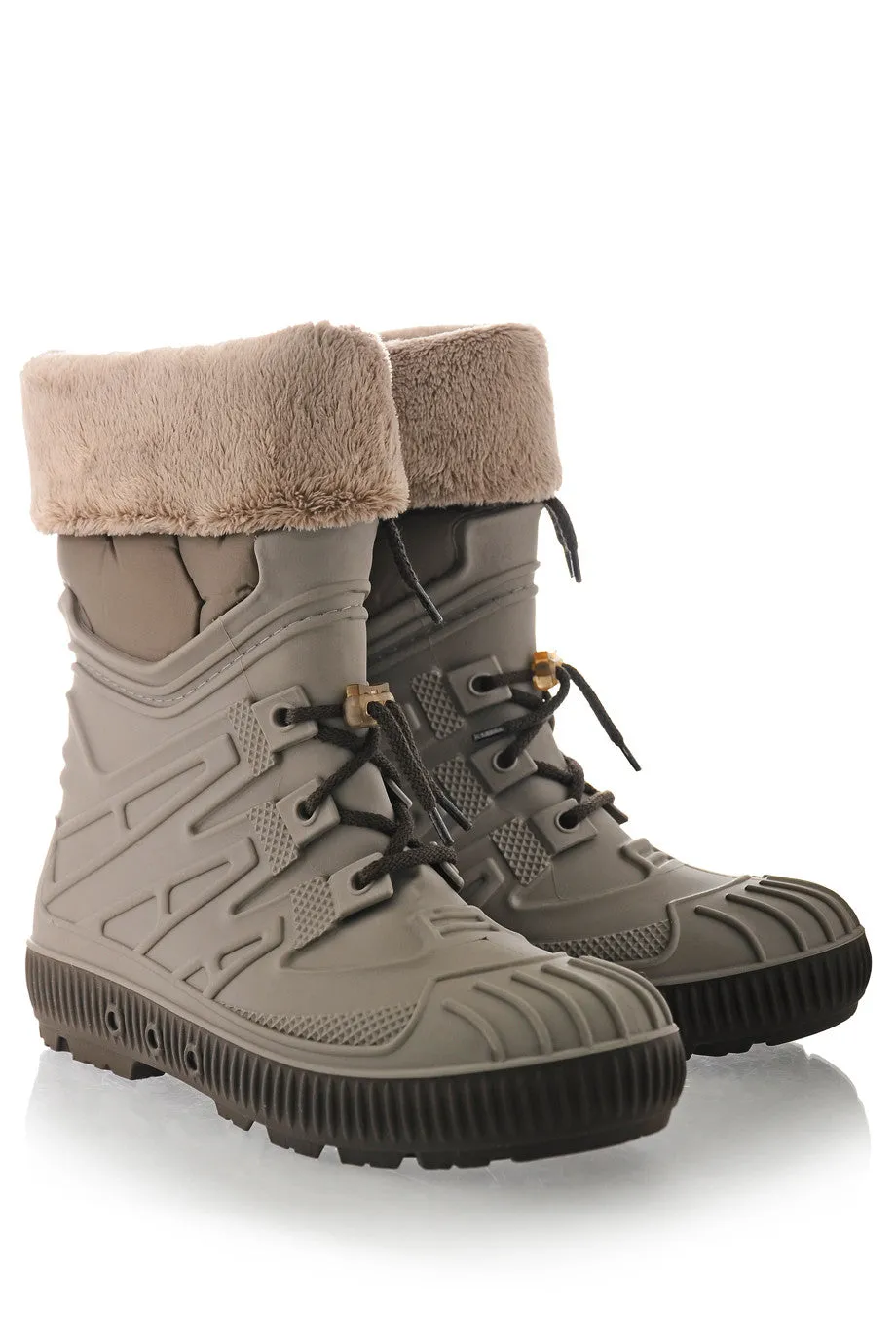 SIBEIRA Taupe Fur Rubber Snow Boots