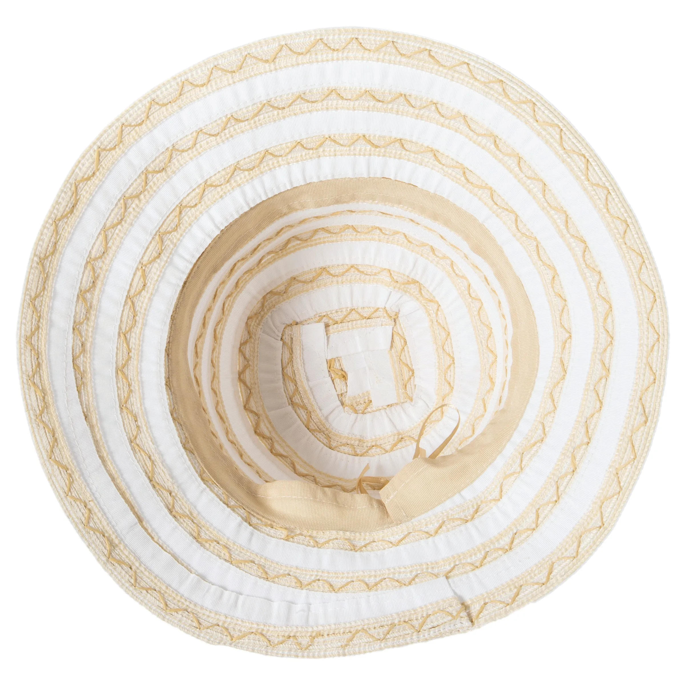 Women's Ribbon Sun Hat With Mixed Zig Zag Straw